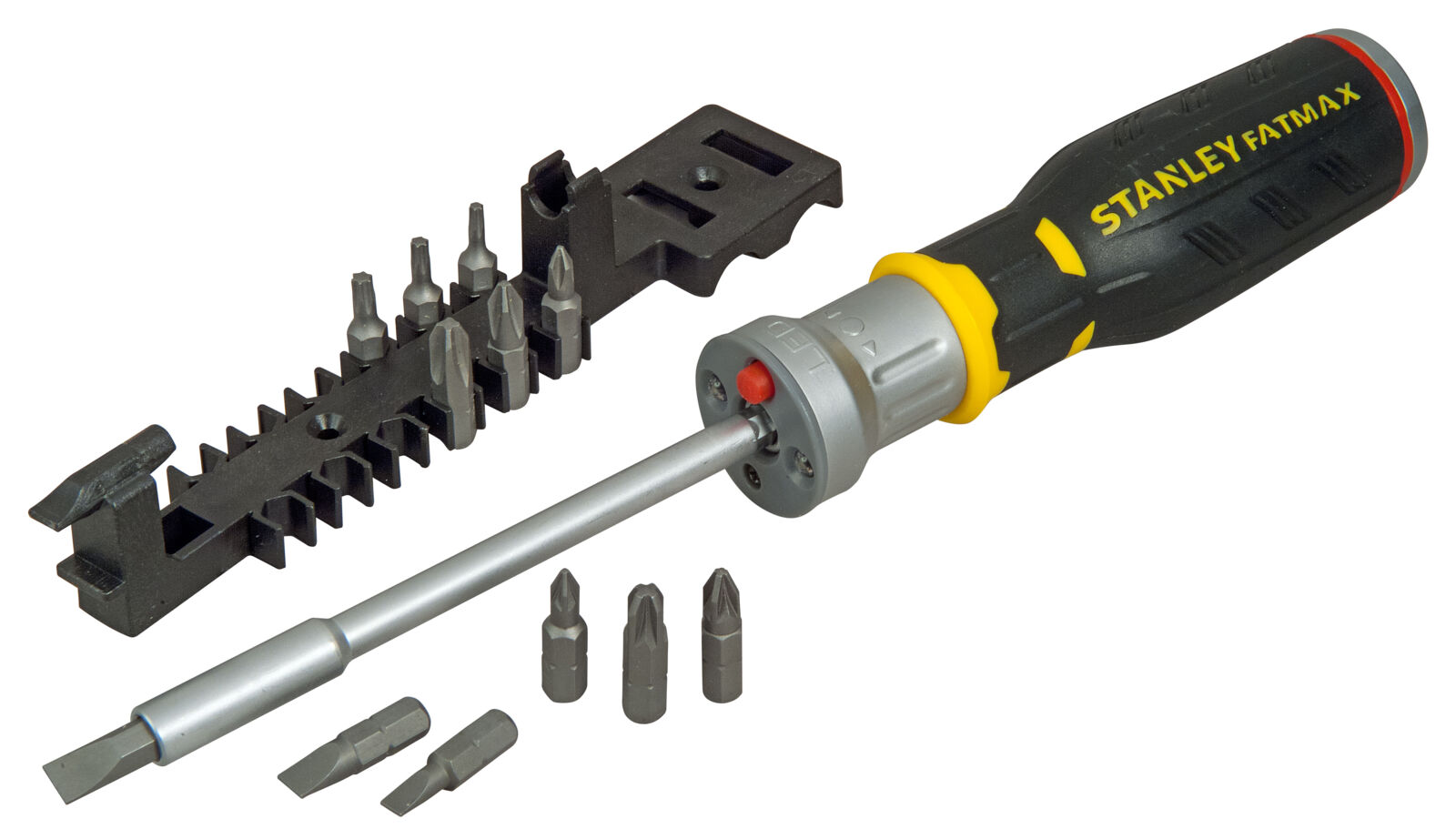 LED ratchet screwdriver with 12 bits | Stanley