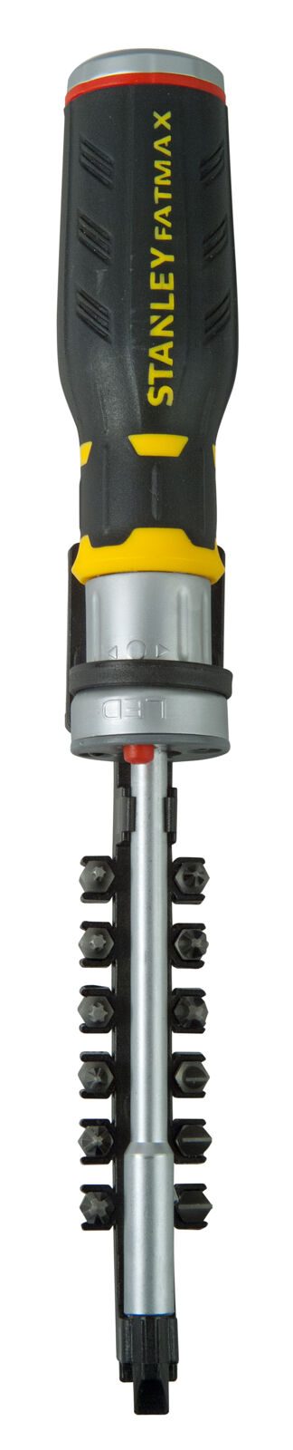 LED ratchet screwdriver with 12 bits | Stanley