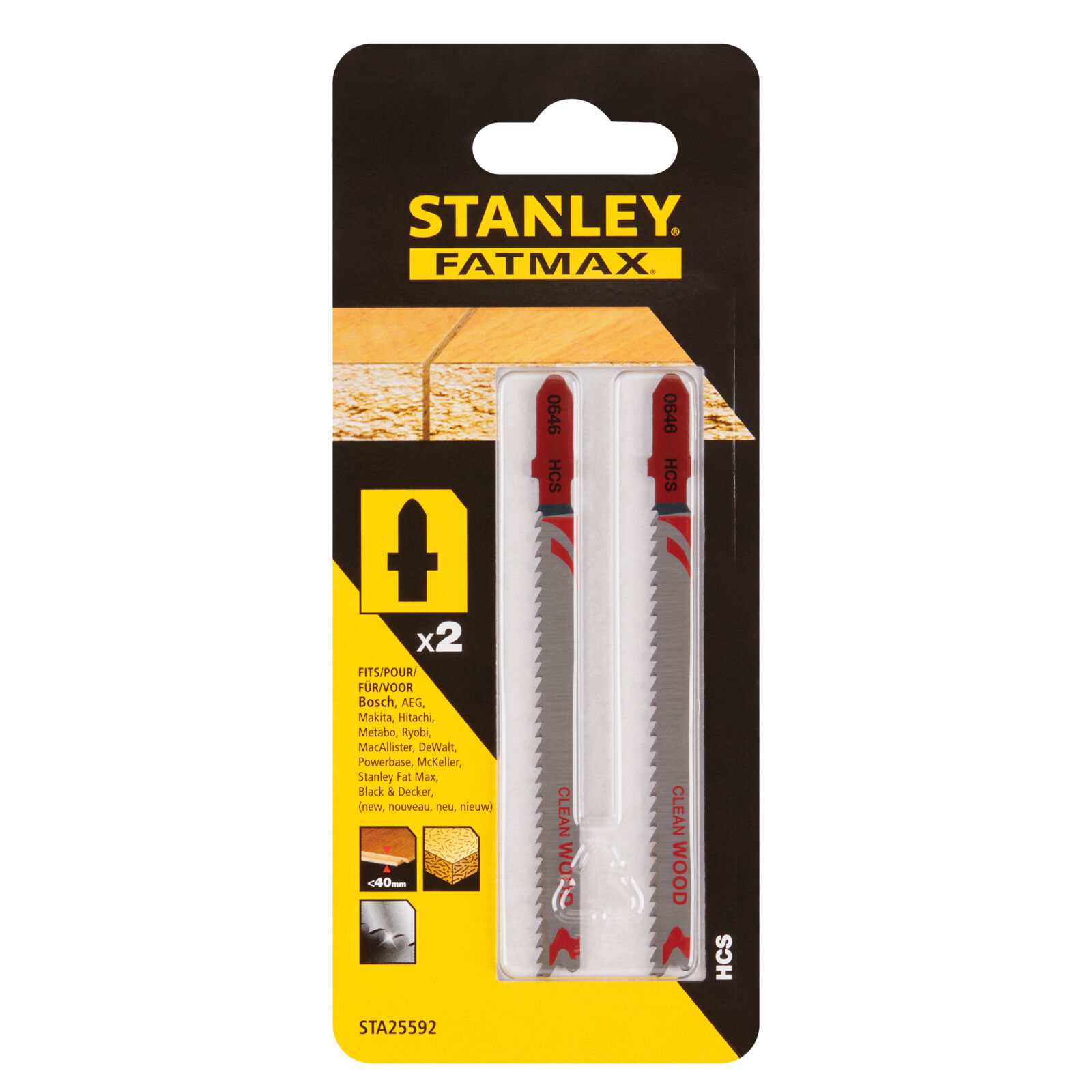 Sticksågblad T-skaft HCS trä/laminat | Stanley
