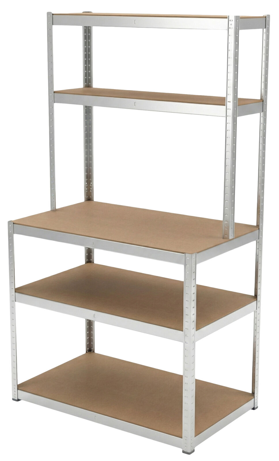 Metal shelving with worktop, 5 shelves, 175 kg