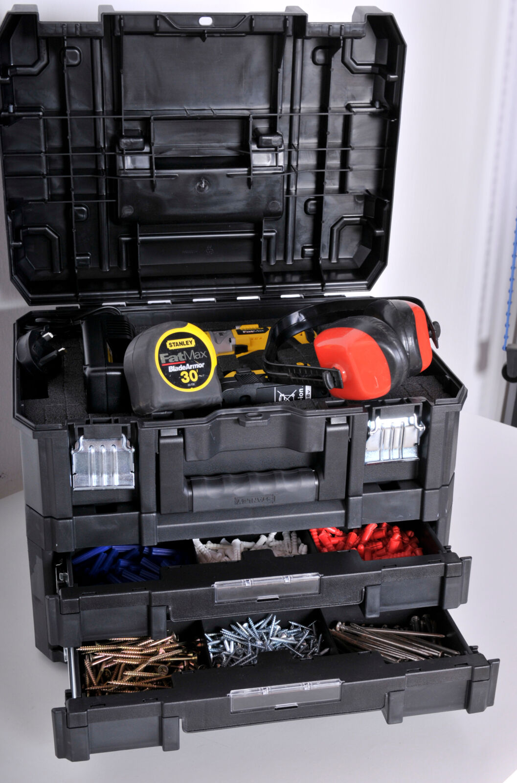 TSTAK empty storage box, black/light grey | Stanley