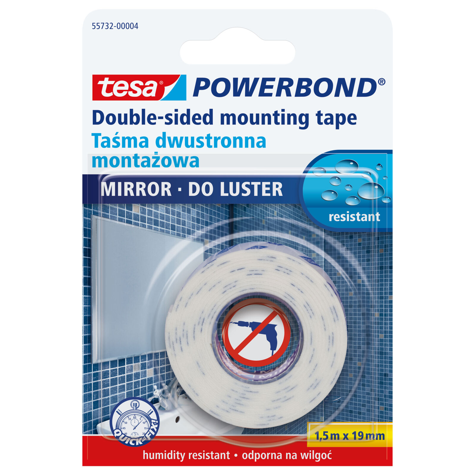 Monteringstejp för speglar 19 mm | Tesa