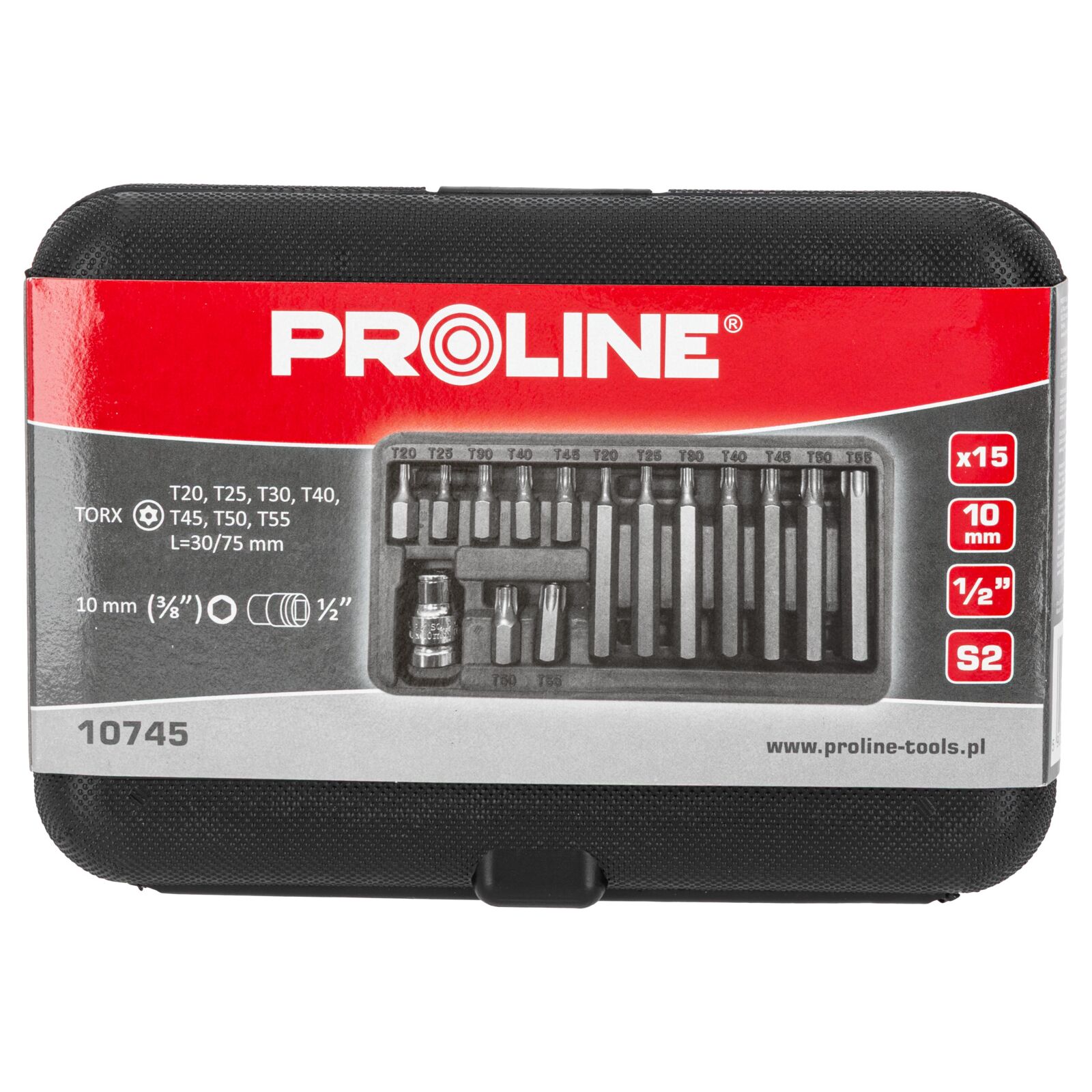 Bit set 15 Pieces, 10 mm, TORX Security T20-T55, l=3075 mm, Proline