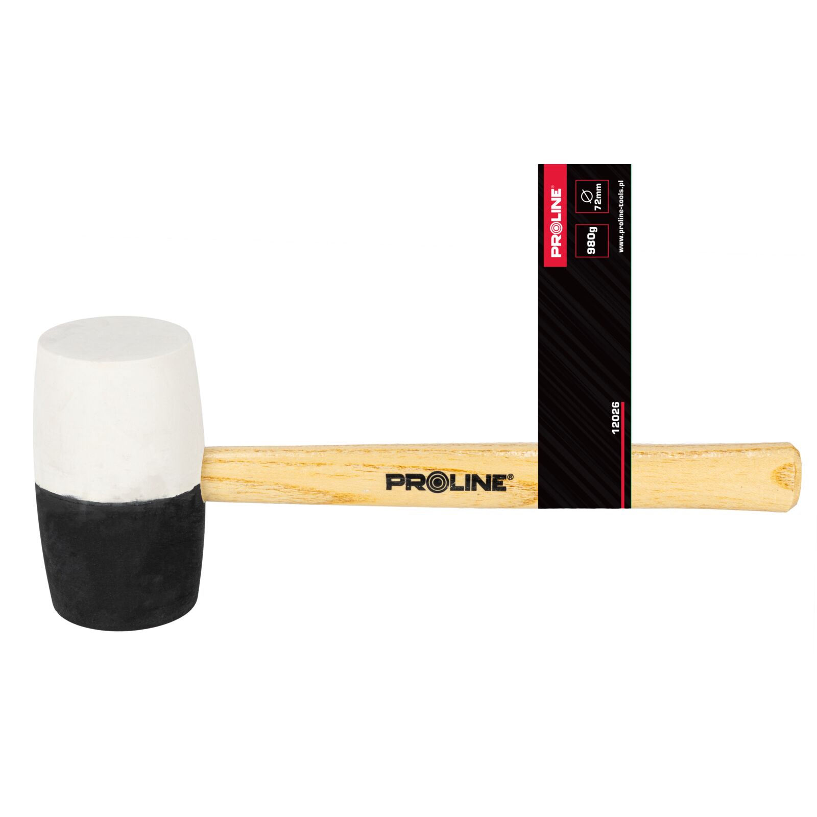 Rubber Mallet Black-Red 980g, Wooden Handle, Proline