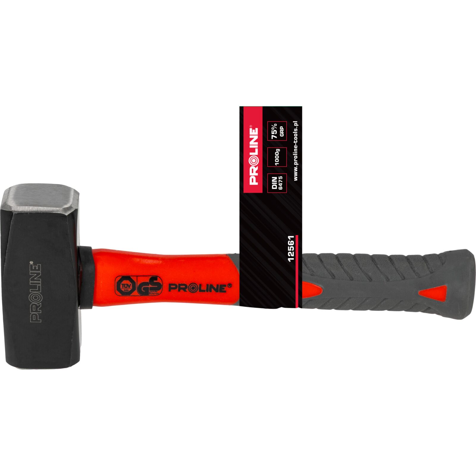 Stone Hammer 1.0 kg, Fibreglass Handle Coated 75%, Proline
