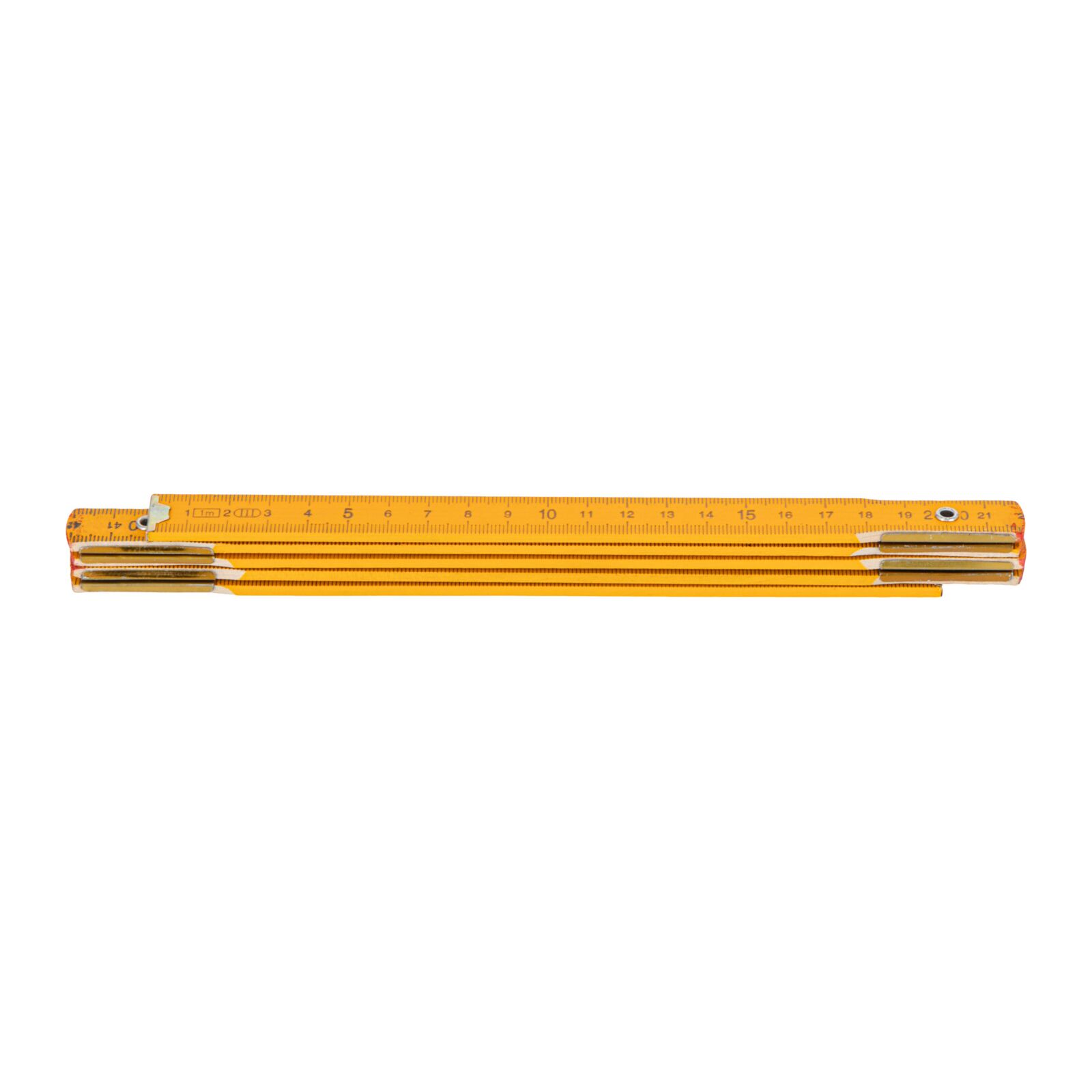 Wooden 5Pcs Folding Rule 1M - Yellow Wood. Scale in mm. Scale Black But Every 10 cm (10.20.30 cm Etc) in Red. Metal Rivet and Metal Hinge.