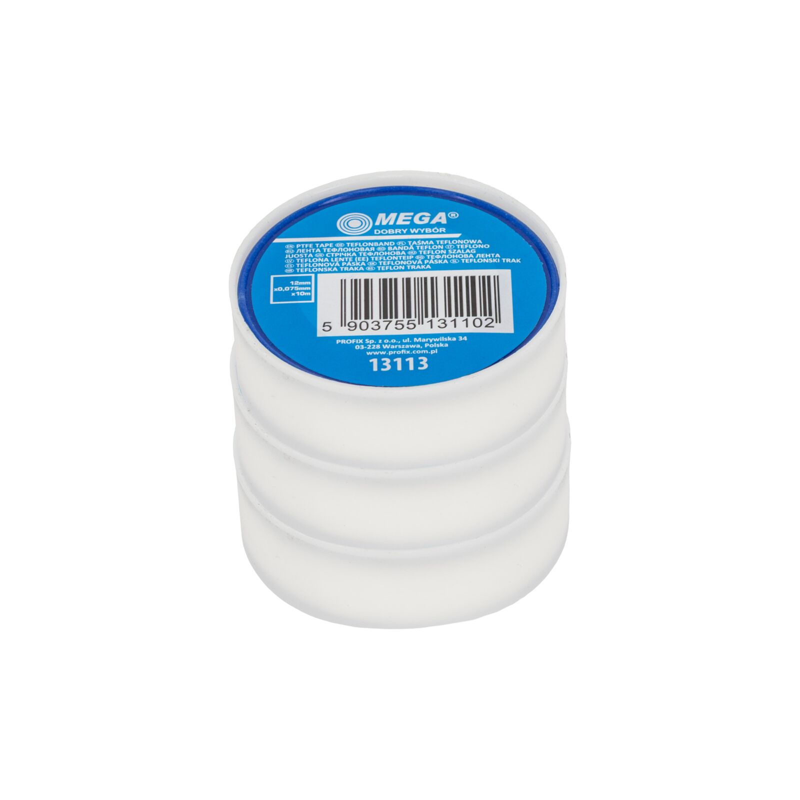 Teflontape 3st, tätning för plast- och metallgängor, 12 x 0, 075 mm längd 10meter