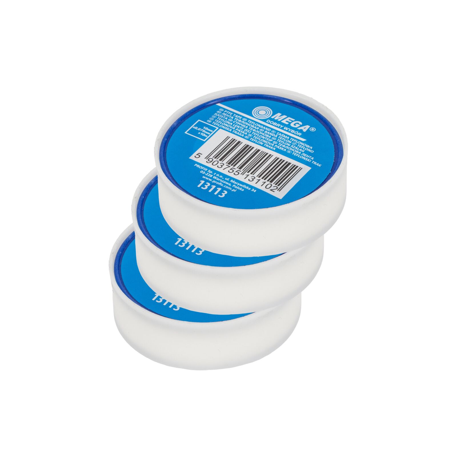 Teflontape 3st, tätning för plast- och metallgängor, 12 x 0, 075 mm längd 10meter