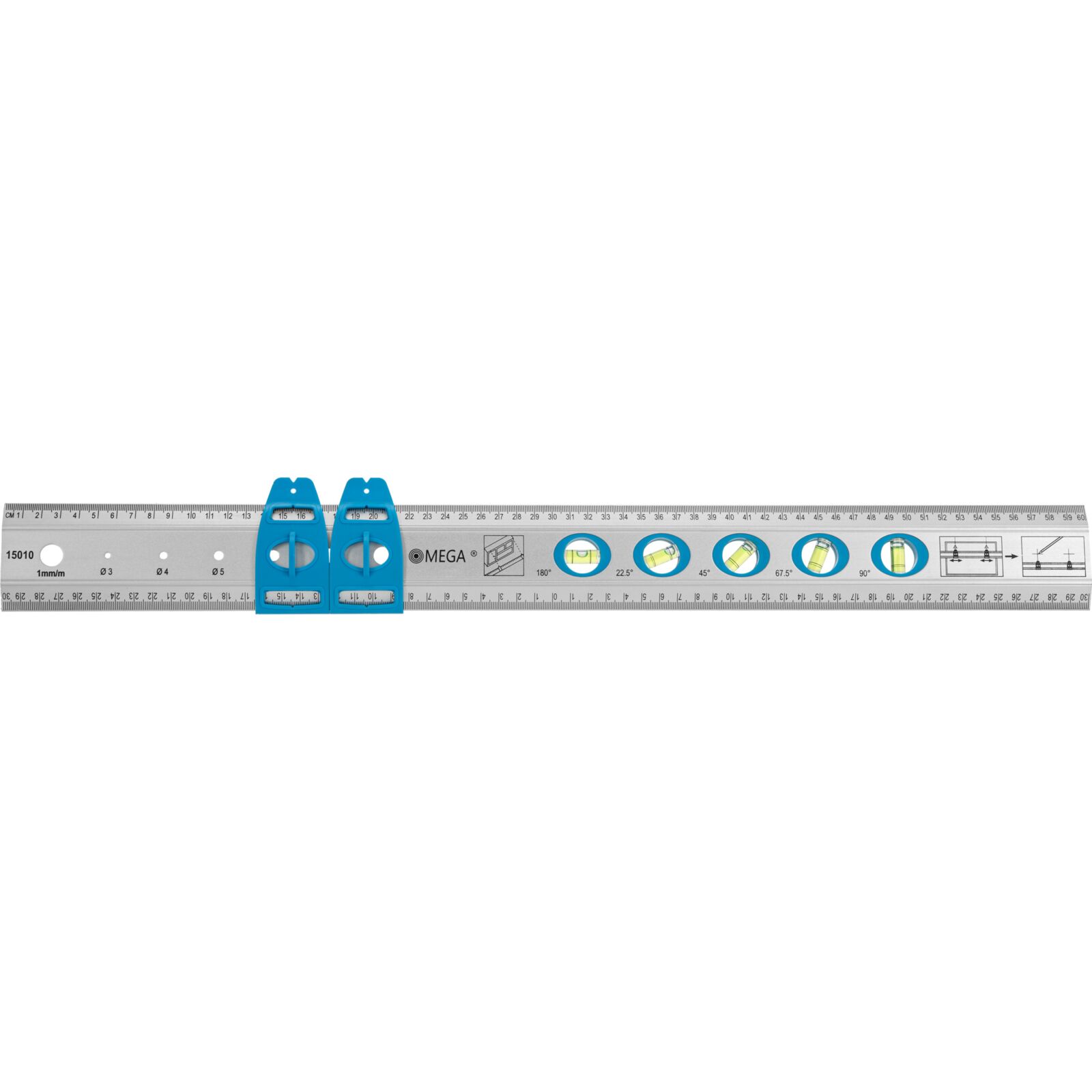 Universallinjal 60 cm aluminium med vattenpass