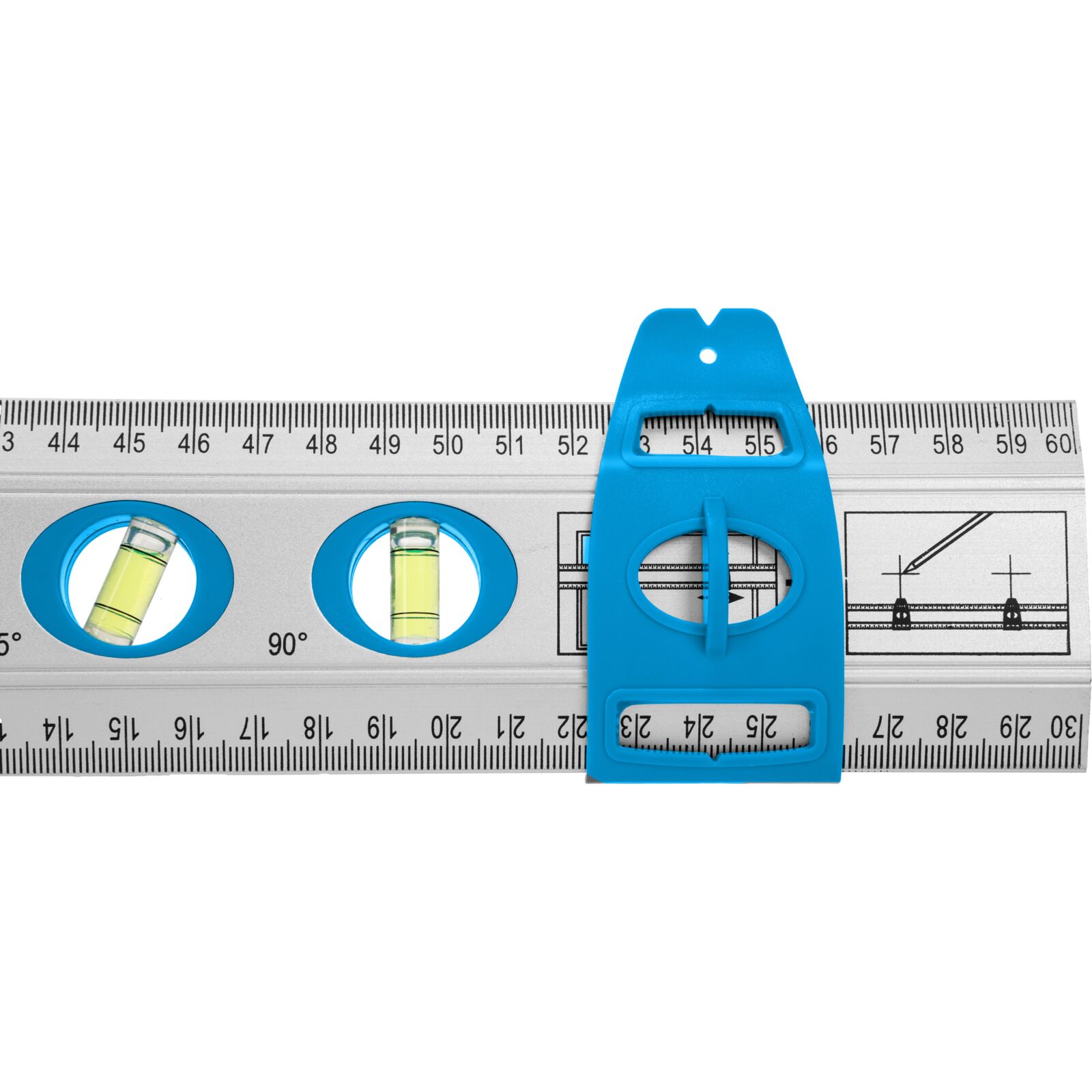 Universallinjal 60 cm aluminium med vattenpass