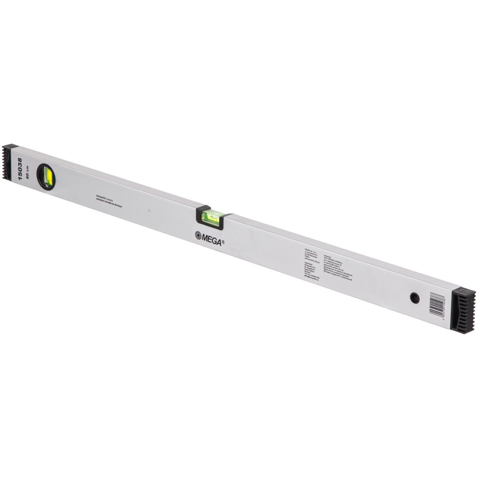 Spirit Level 800 mm 2Vials - 1 mm Thickness of Wal . Accuracy 1Mm1M. Silver Color.