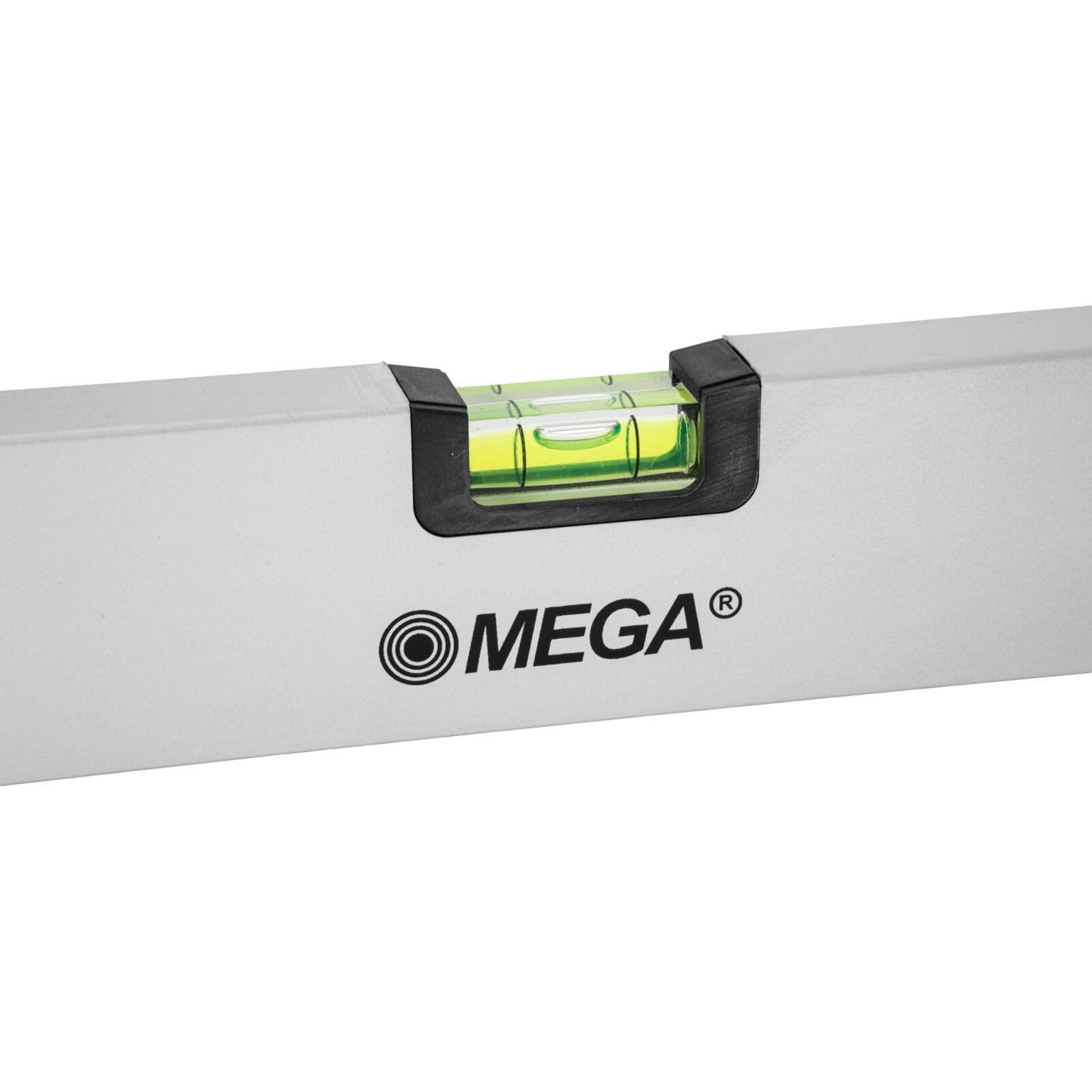 Box Aluminim Spirit Level 1500 mm, 2Vials - Horizontal and Vertical, Wall 1 mm Thick. Accuracy 1Mm1M. Silver Color. Plastic Black Ends Absorbing Shocks.
