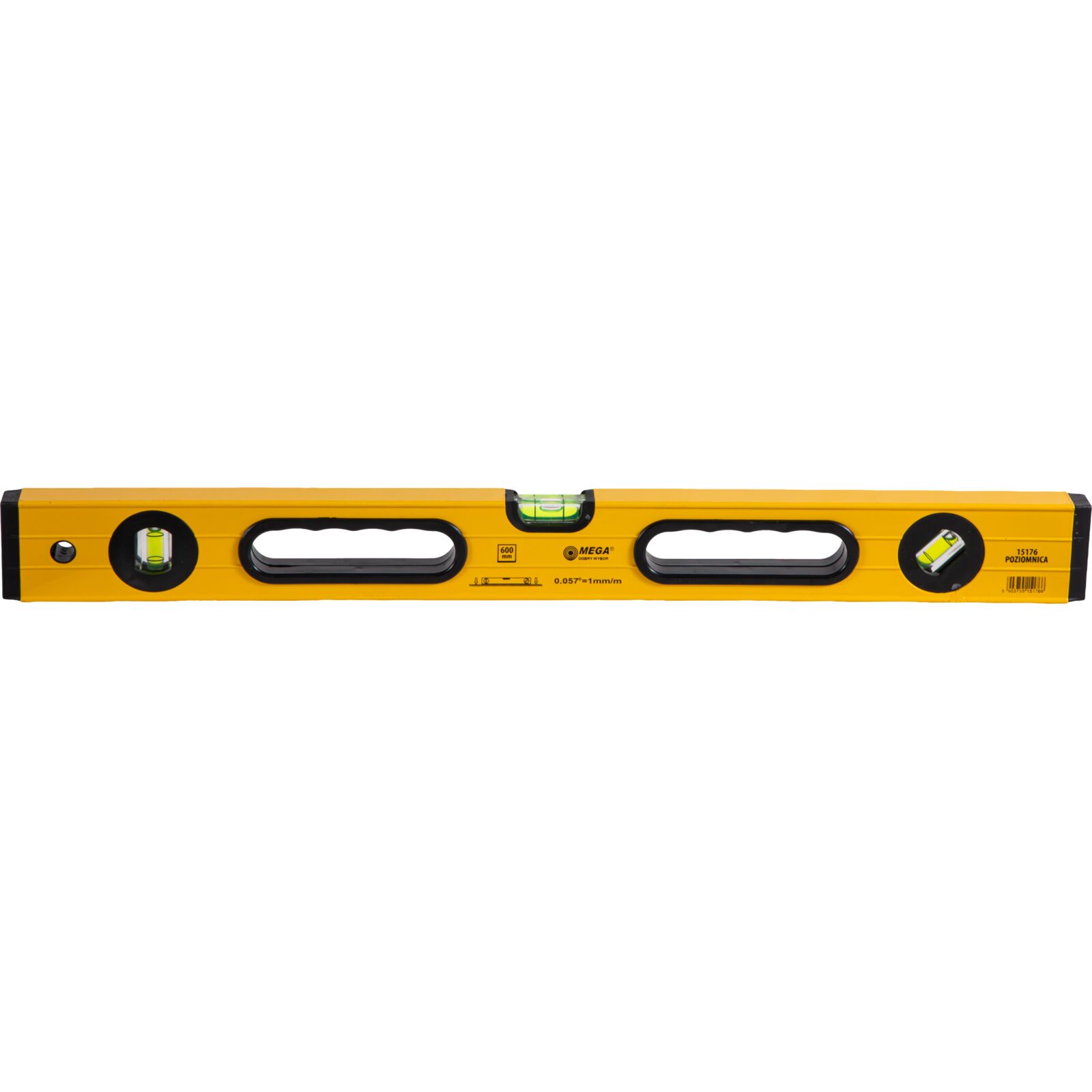 Spirit Level with Handle, 3 Vials, 600 mm