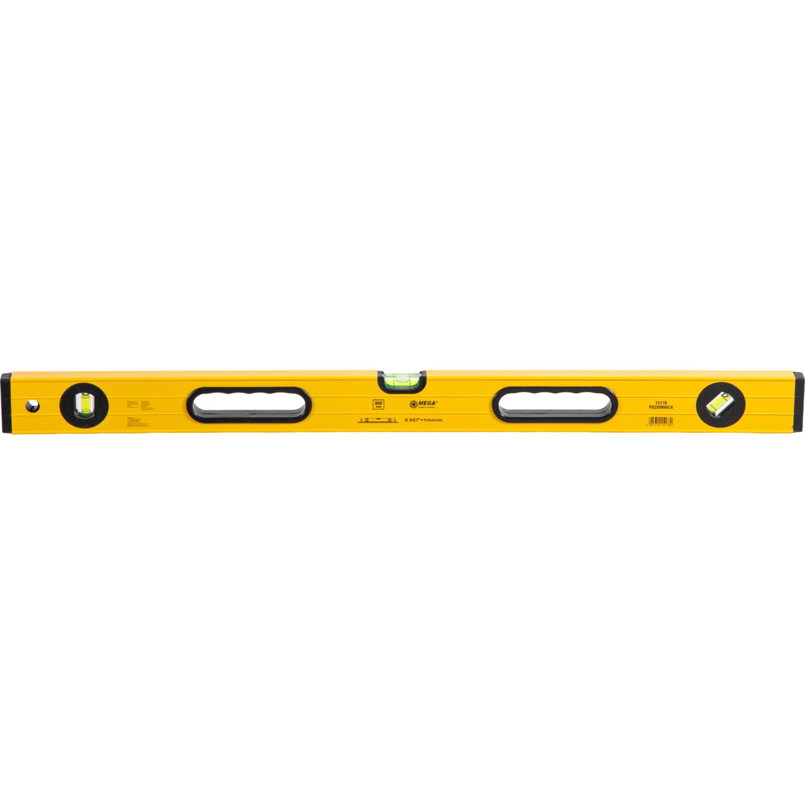 Spirit Level with Handle, 3 Vials, 800 mm