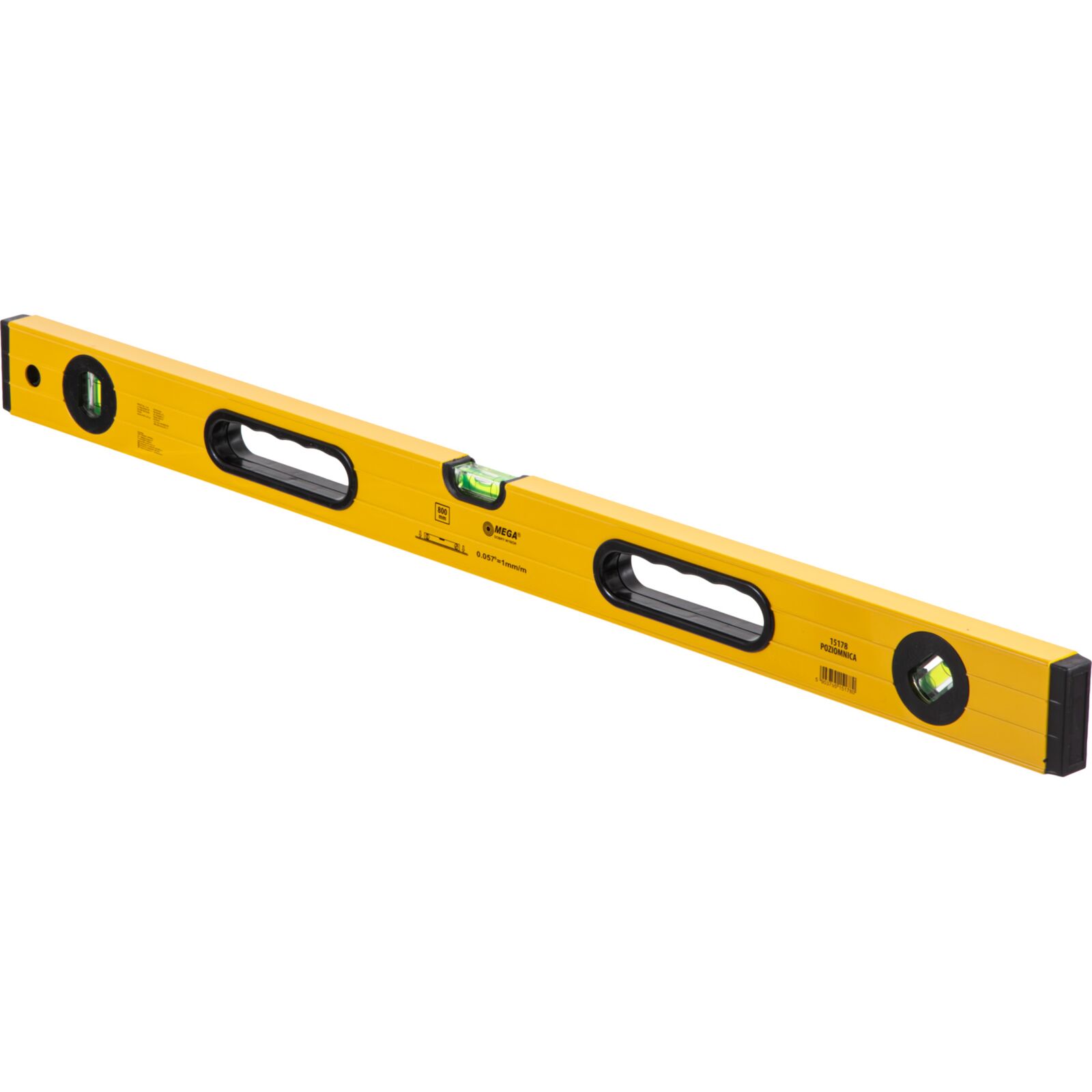 Spirit Level with Handle, 3 Vials, 800 mm