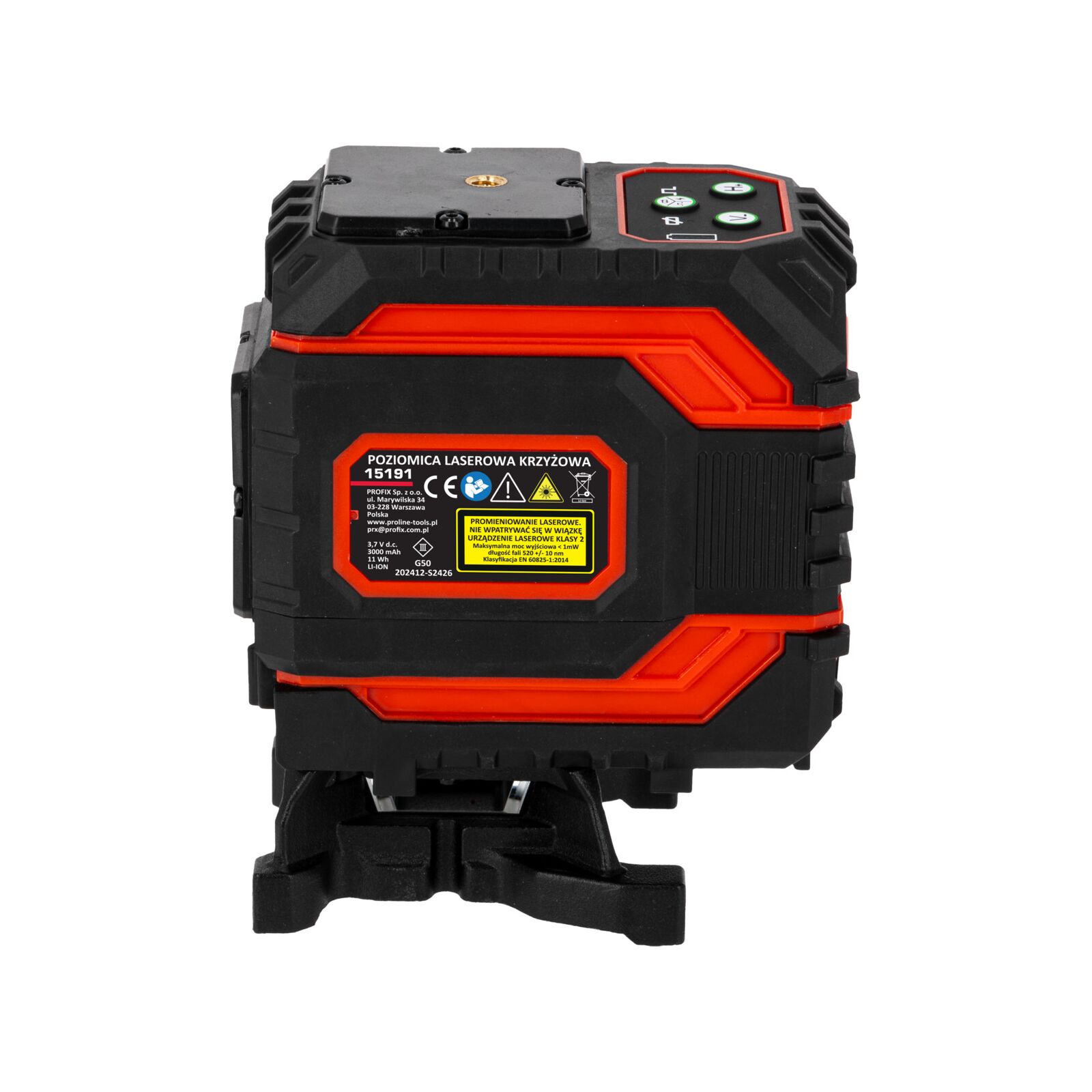 360° Green Cross Laser Level Kit 2D Self-Leveling, 2 Beams, Working Range 25m, Accuracy ±1.5 mm/5m, IP54, Li-Ion 3000mAh, 5/8 and 1/4 Tripod Threads, Proline