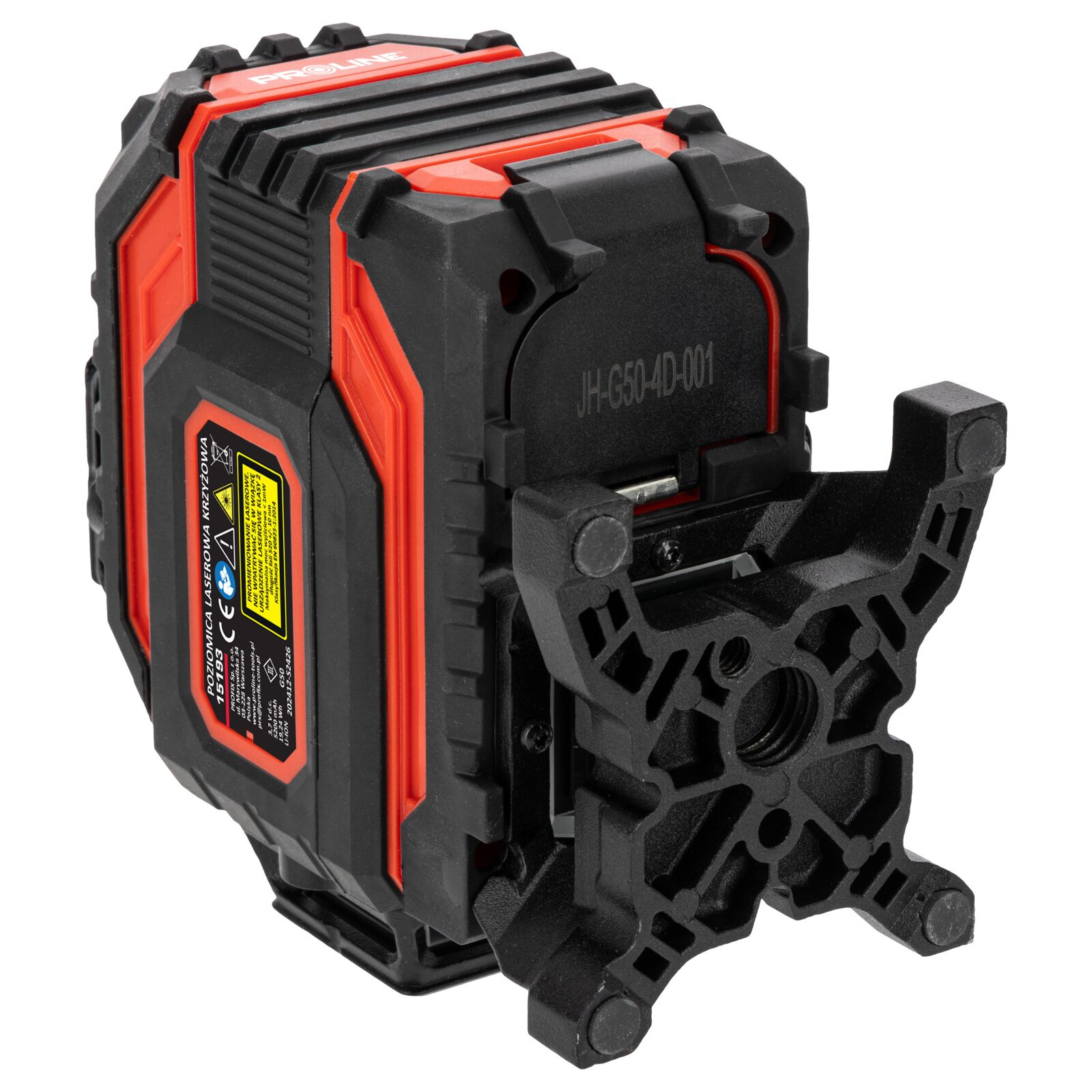 Laservattenpass 360° grönt korslaserkit 4D självinställande, 4 strålar, ±1.5 mm / 5 m noggrannhet, IP54 skydd, 25 m arbetsområde, Li-Ion 5200 mAh batteri, 5/8 och 1/4 stativgänga, Proline