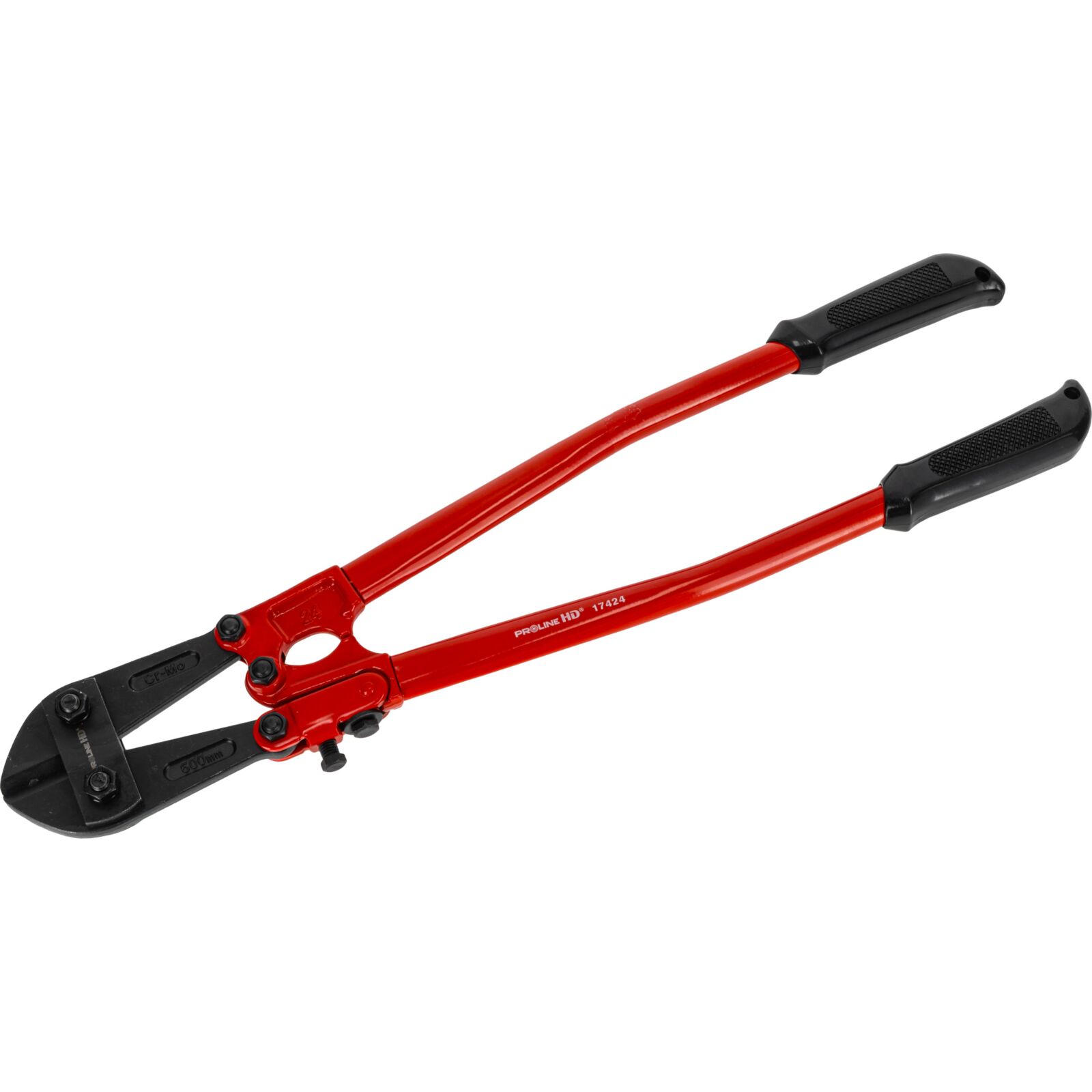 Heavy-Duty Bolt Cutter, Max Cut Diameter 10 mm, Length 600 mm, Cr-Mo Jaws, Rubber-Coated Steel Handles, Orange Body, Proline