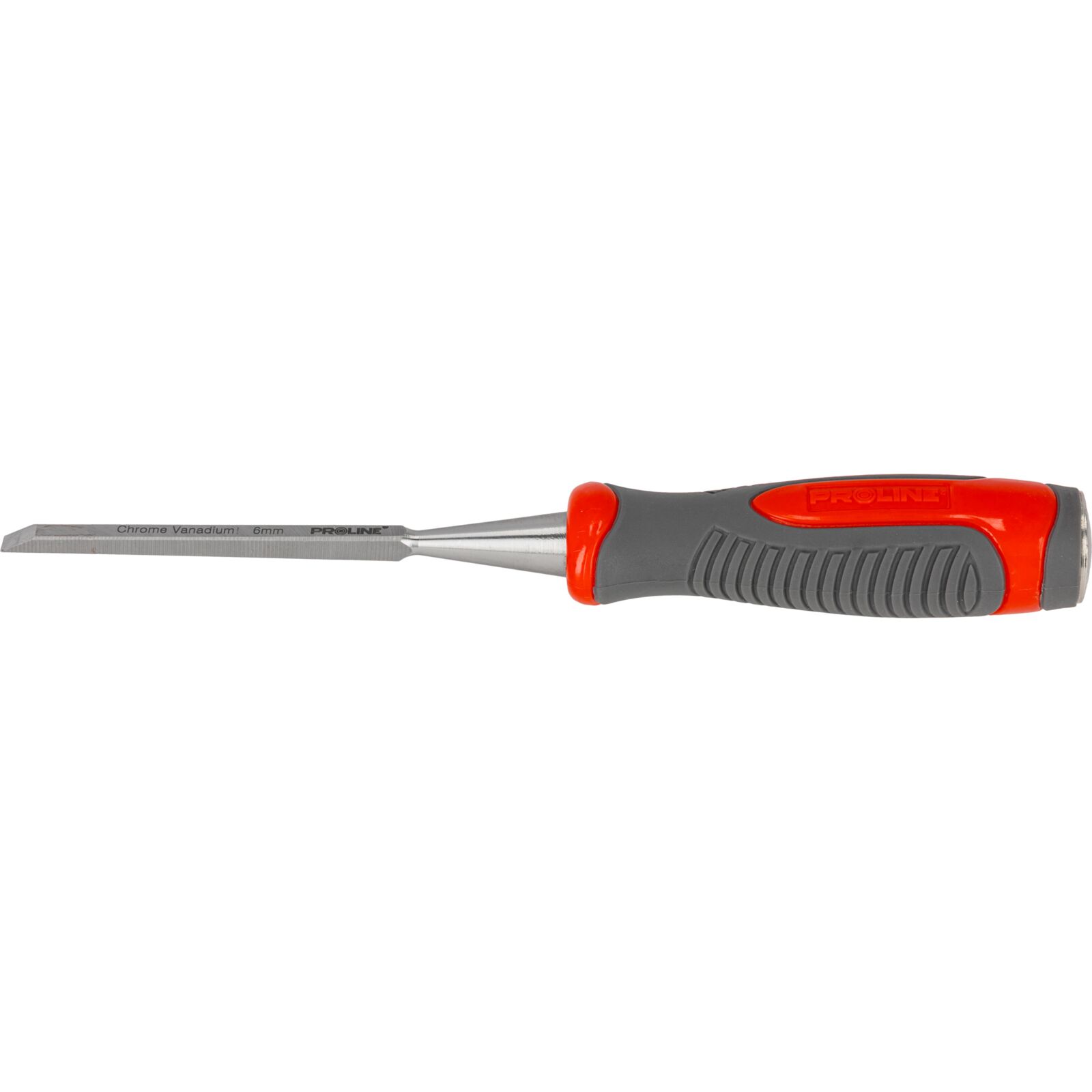 Flat Wood Chisel 6 mm, Chrome-Vanadium, 60 HRC, Composite Handle (TPR), Non-Slip Surface, Proline
