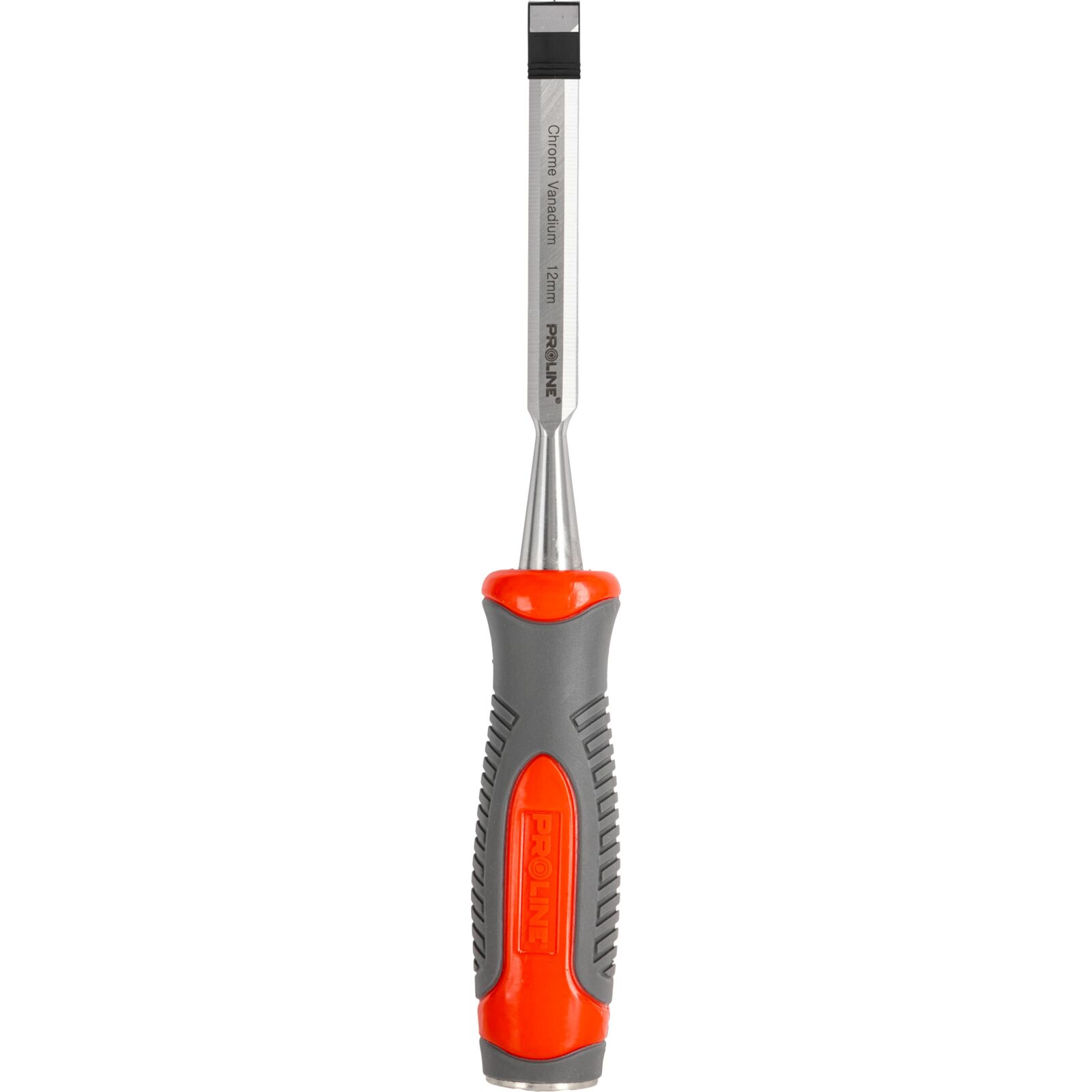 Stämjärn för trä 12 mm, Platt, Förstärkt, Chrome-Vanadium 60 HRC, Hantag av Kompositmaterial (TPR), Halkfri Yta, Proline
