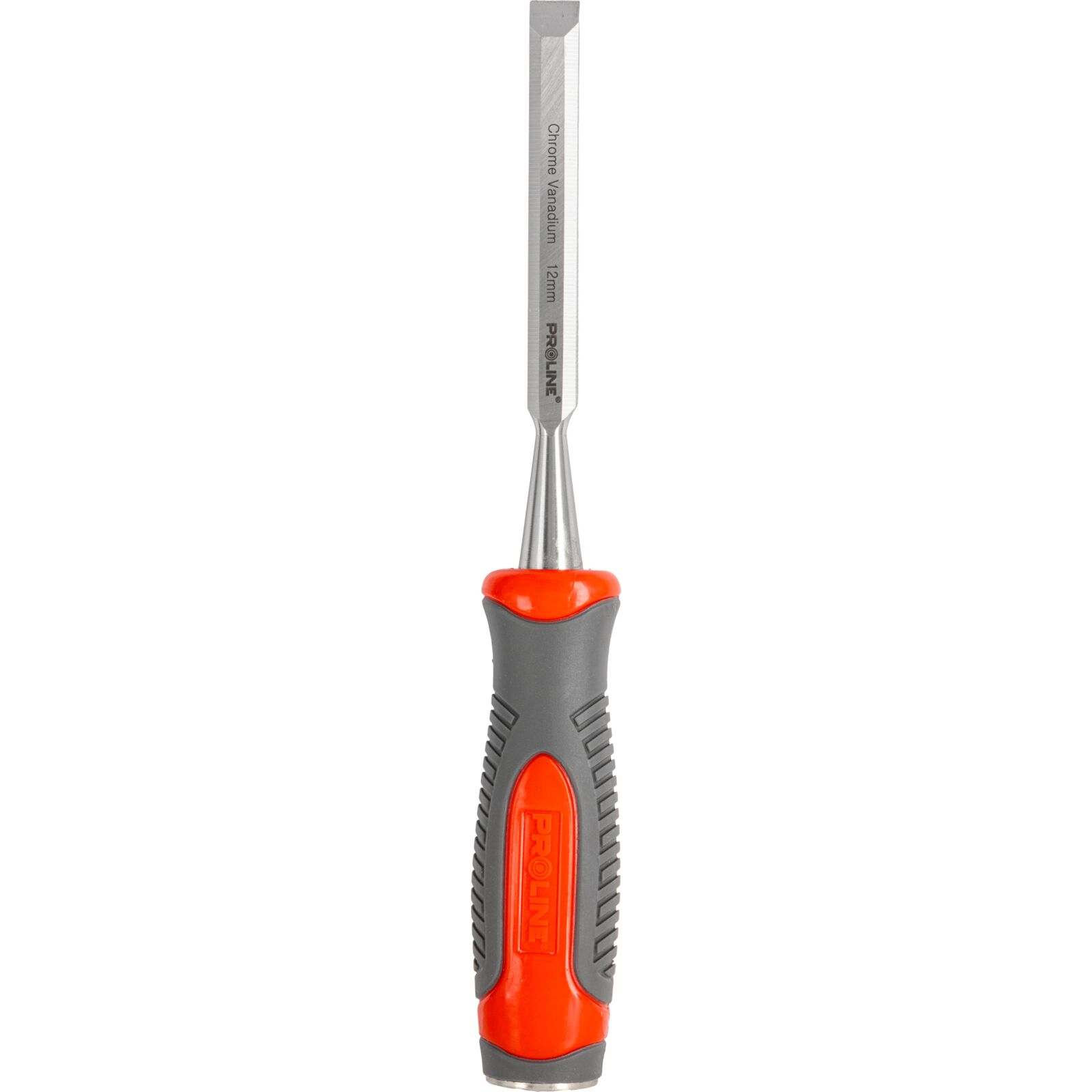 Stämjärn för trä 12 mm, Platt, Förstärkt, Chrome-Vanadium 60 HRC, Hantag av Kompositmaterial (TPR), Halkfri Yta, Proline