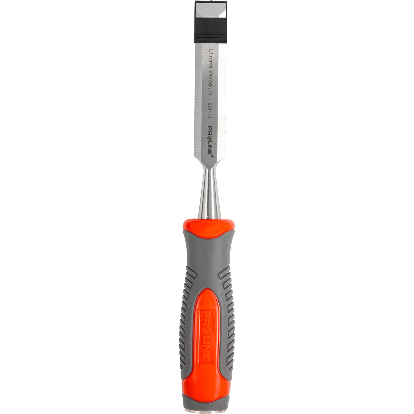 Stämjärn för trä 20 mm, Platt, Förstärkt, Chrome-Vanadium 60 HRC, Hantag av Kompositmaterial (TPR), Halkfri Yta, Proline