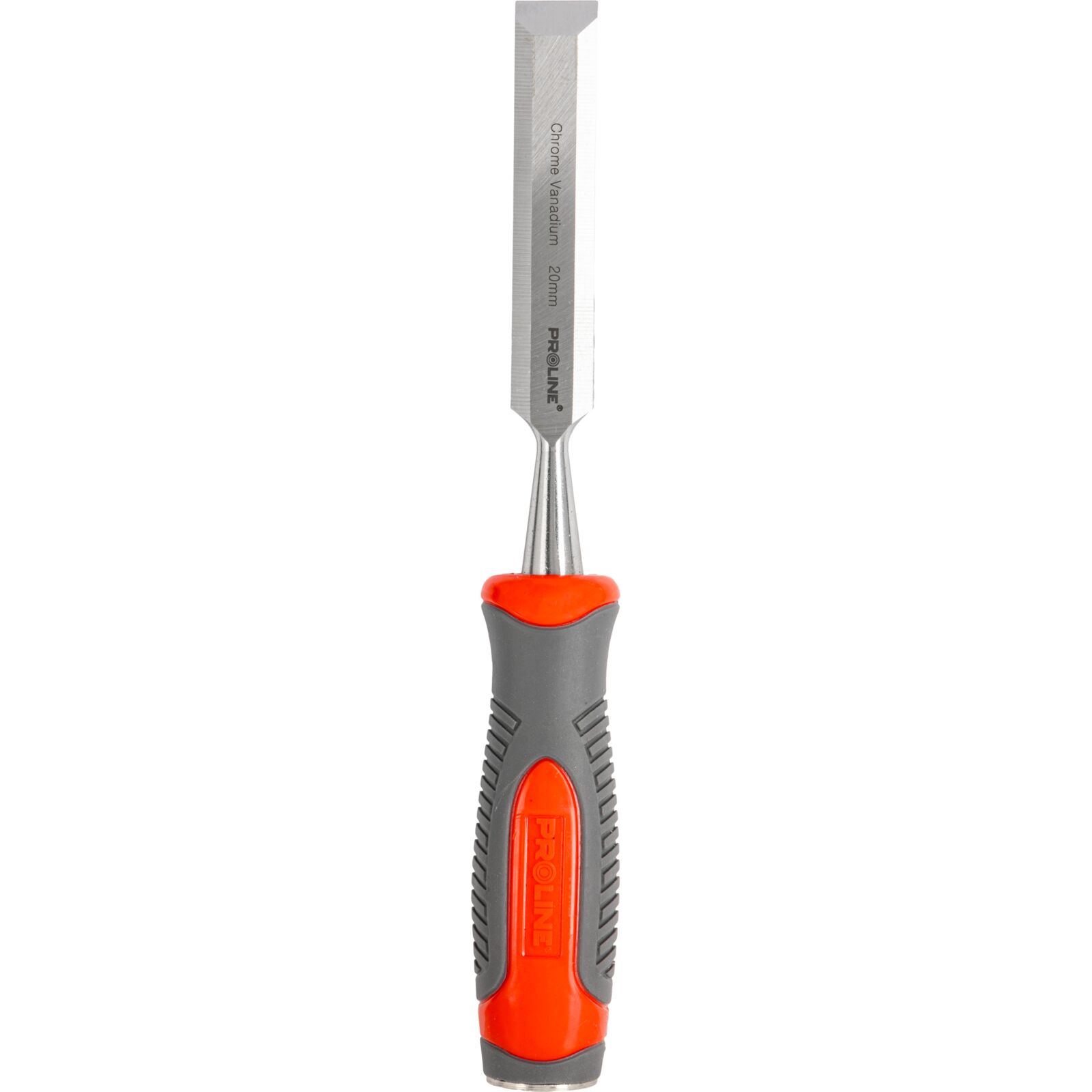 Stämjärn för trä 20 mm, Platt, Förstärkt, Chrome-Vanadium 60 HRC, Hantag av Kompositmaterial (TPR), Halkfri Yta, Proline
