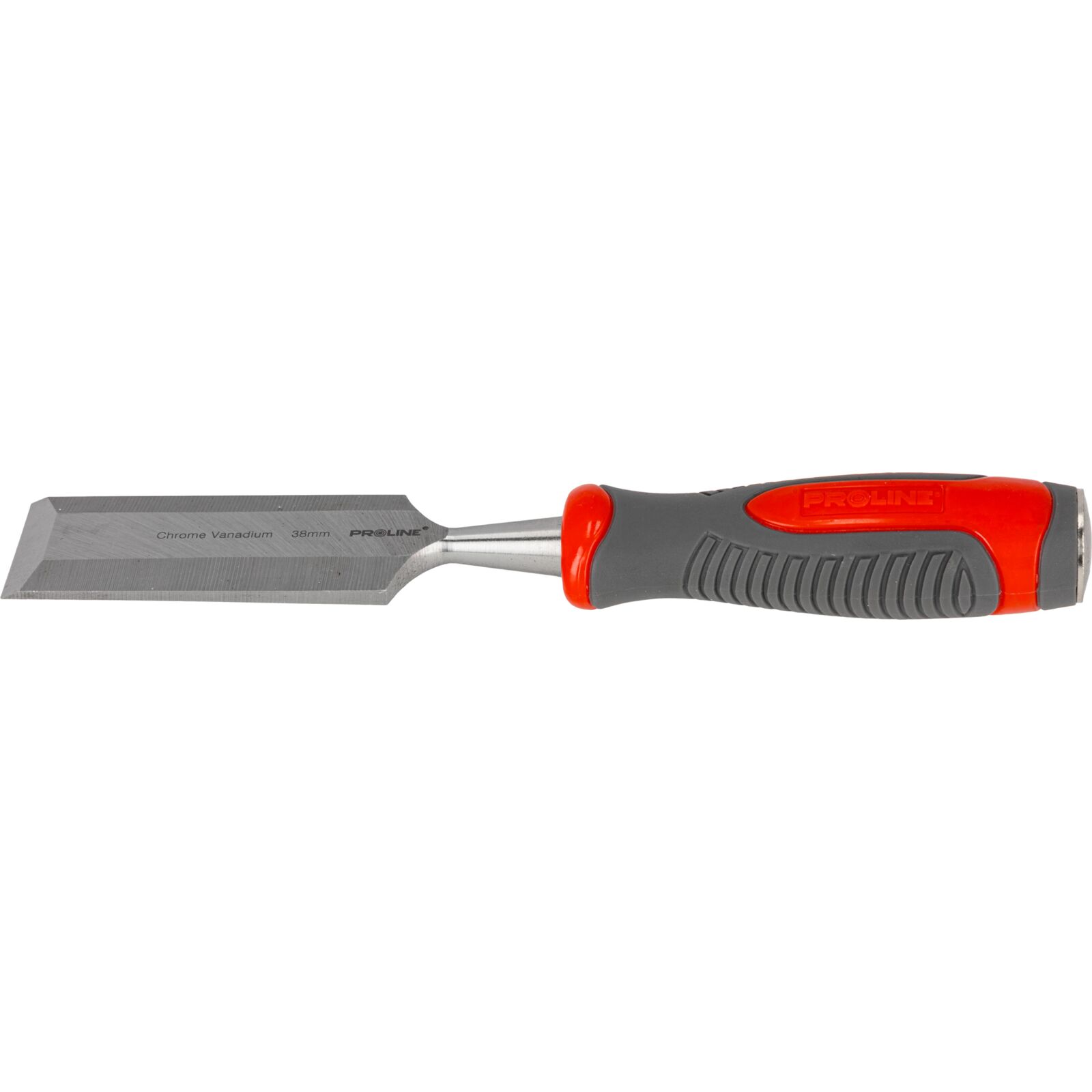 Stämjärn för trä 38 mm, Platt, Förstärkt, Chrome-Vanadium 60 HRC, Hantag av Kompositmaterial (TPR), Halkfri Yta, Proline