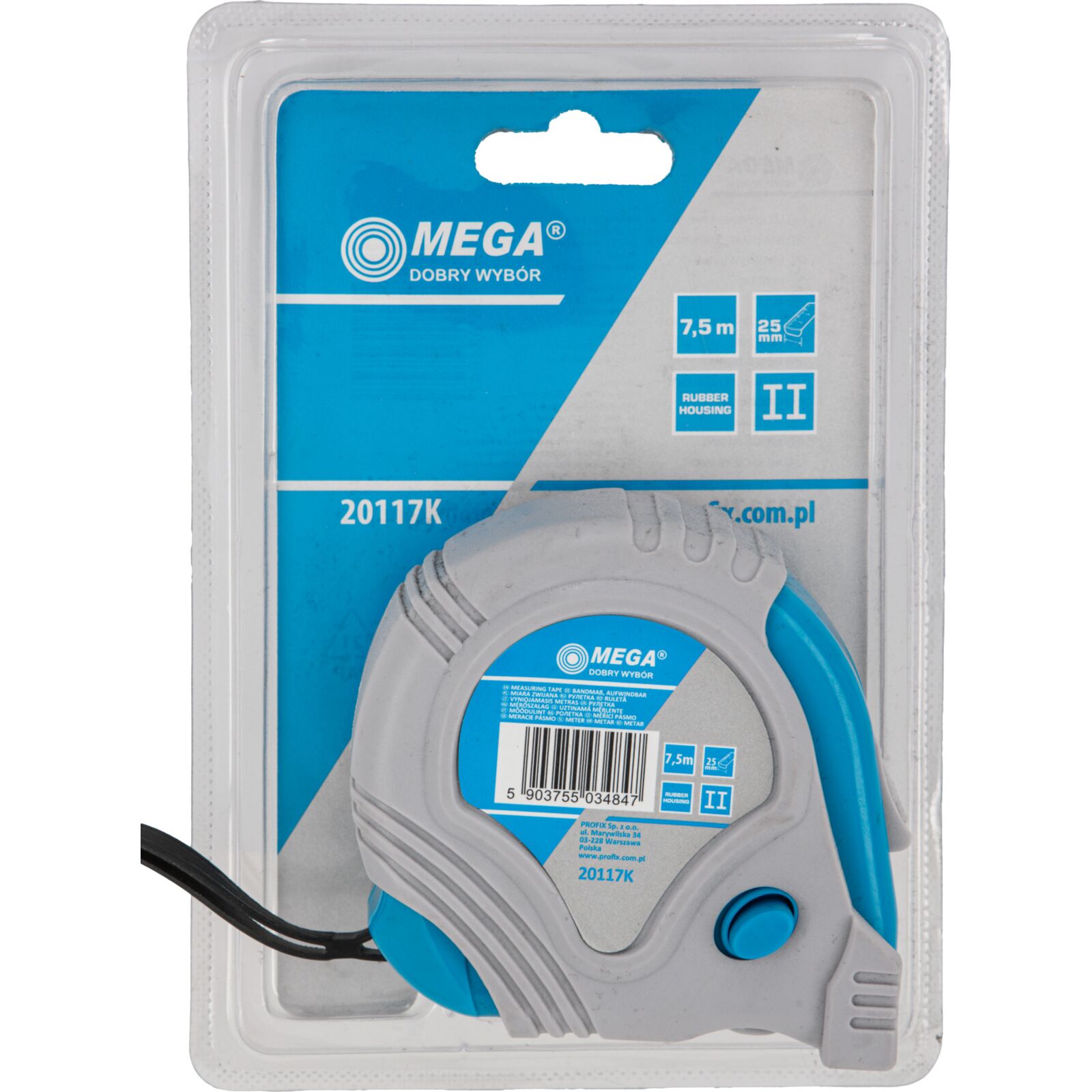 Measuring Tapes - 7.5M25M, Rubber Case , Skin Pack