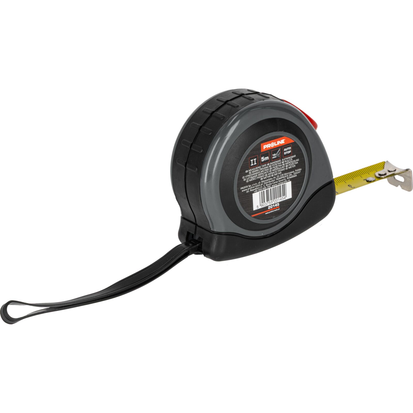 Measuring Tape 5m/19m, Rubber Case, Automatic Lock, Proline