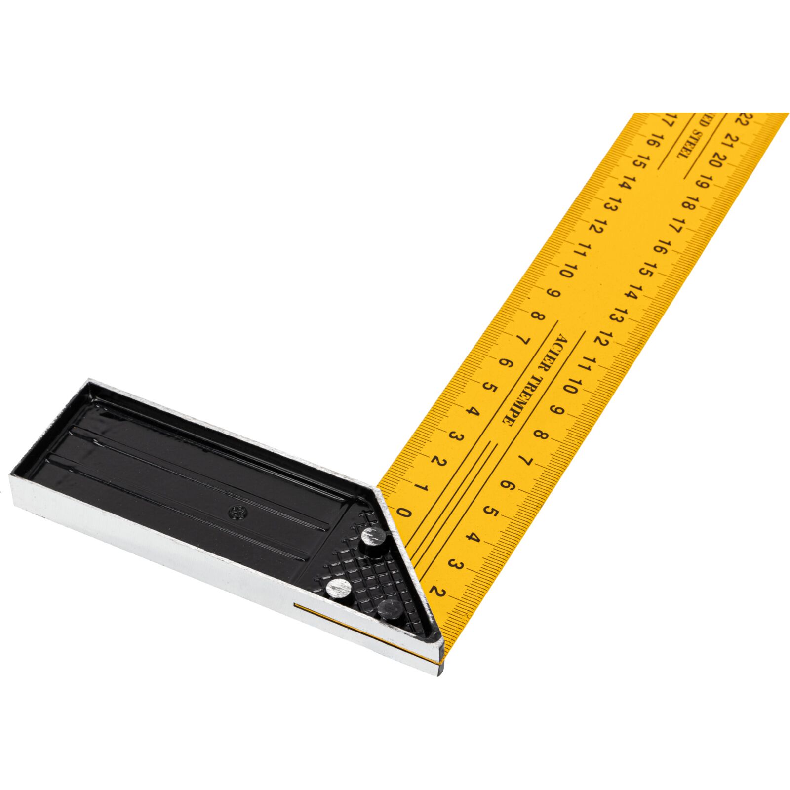 Try Square 300 mm. Cast Iron Frame - 40 mm Width. Yellow Steel Blade Hardened 1, 0 mm Thick.