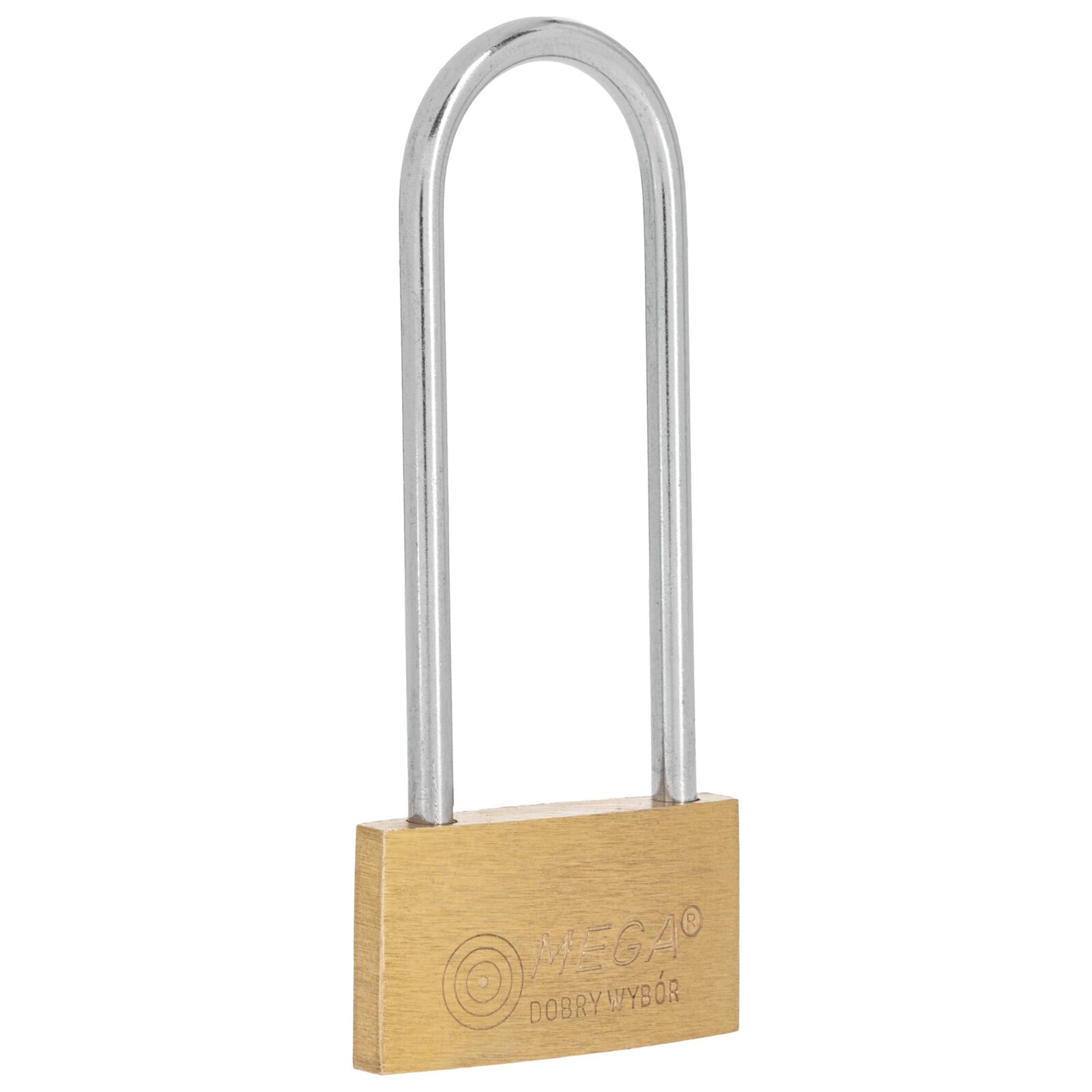 Brass Padlock 40 mm. Thin Type. Long Chrome Plated Shackle. 3Keys. Packing Individual Color Carton Box