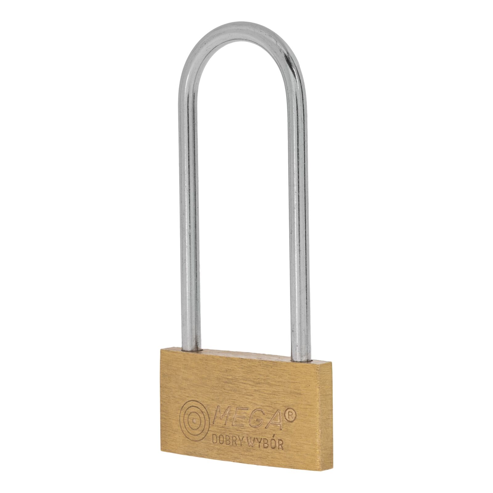 Brass Padlock 40 mm. Thin Type. Long Chrome Plated Shackle. 3Keys. Packing Individual Color Carton Box