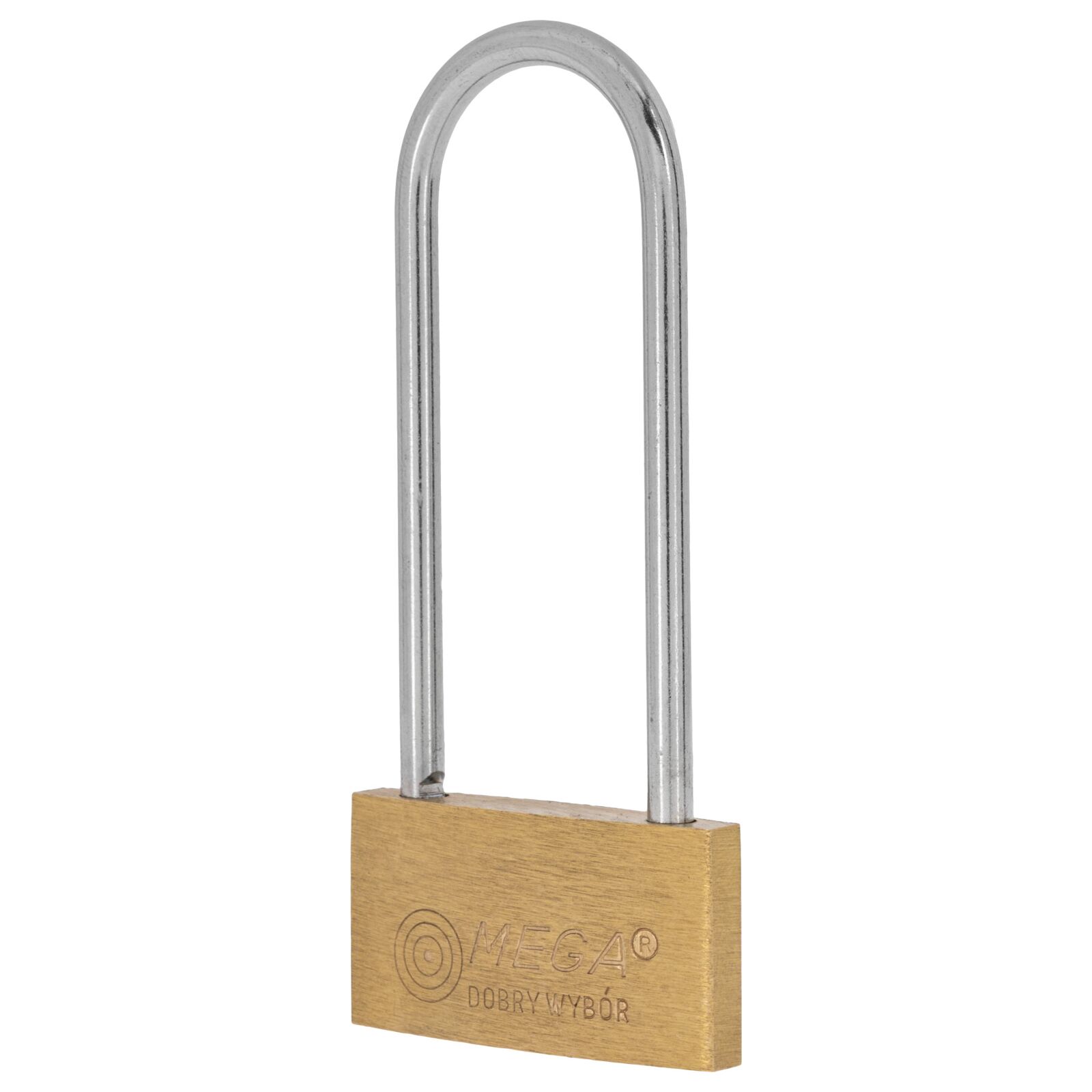 Brass Padlock 50 mm. Thin Type. Long Chrome Plated Shackle. 3Keys. Packing On Sliding Card