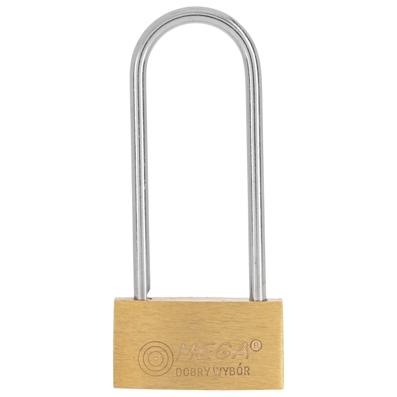 Brass Padlock 50 mm. Thin Type. Long Chrome Plated Shackle. 3Keys. Packing On Sliding Card