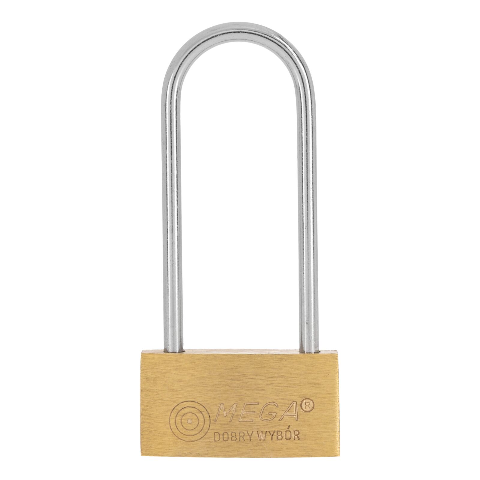 Brass Padlock 50 mm. Thin Type. Long Chrome Plated Shackle. 3Keys. Packing On Sliding Card