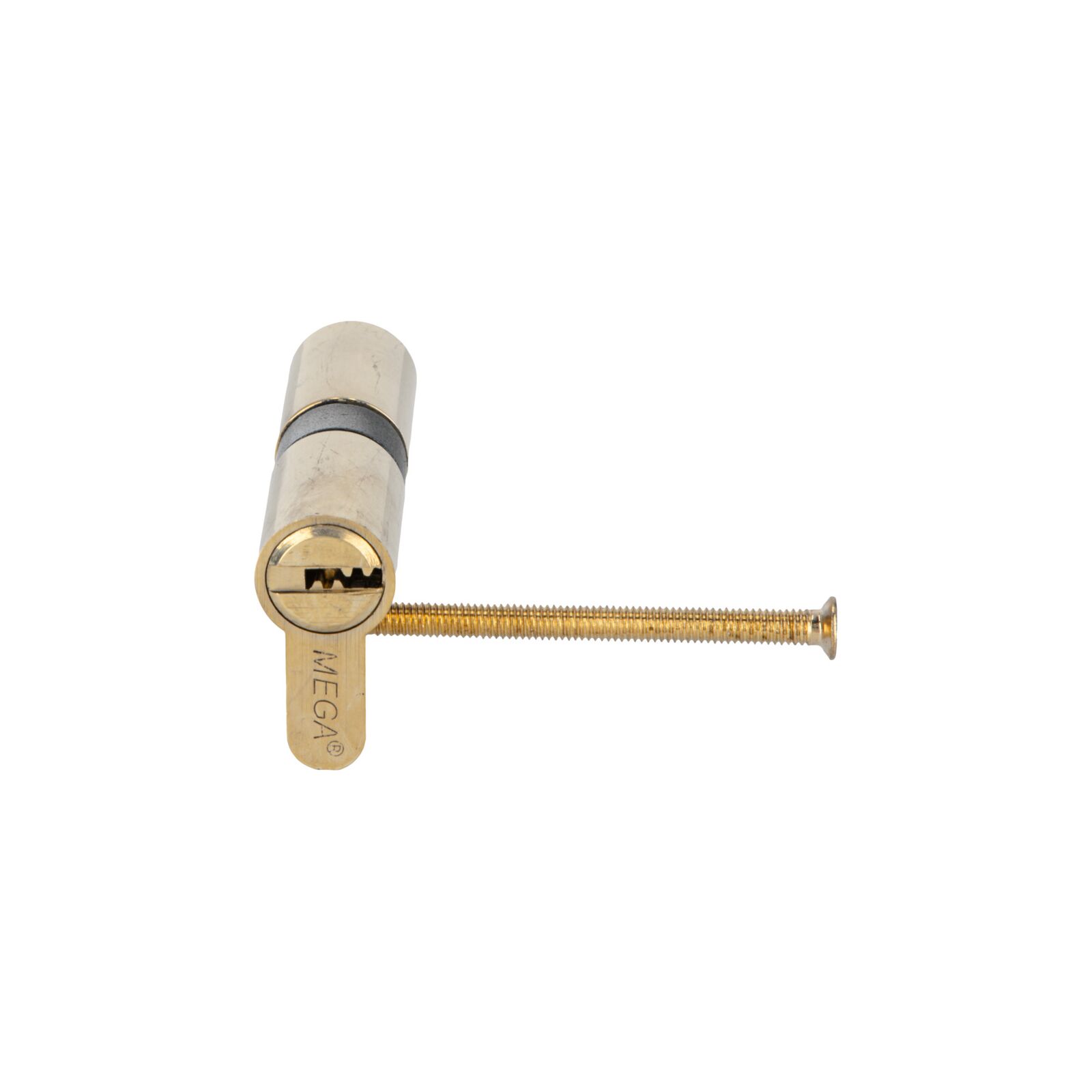 Brass Lock Cylinder, Symmetrical - 62 mm. 6 Special Security Type Keys. Lång Brass Screw 64 mm.