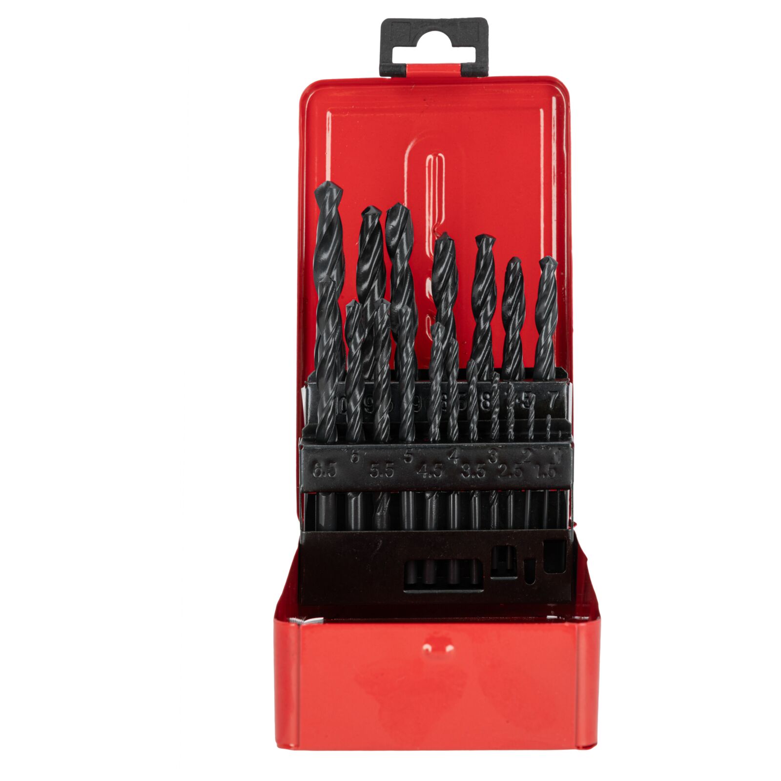 19Pcs HSS Drills set(1-10 mm)Red Metal Box Shrink Wrapped