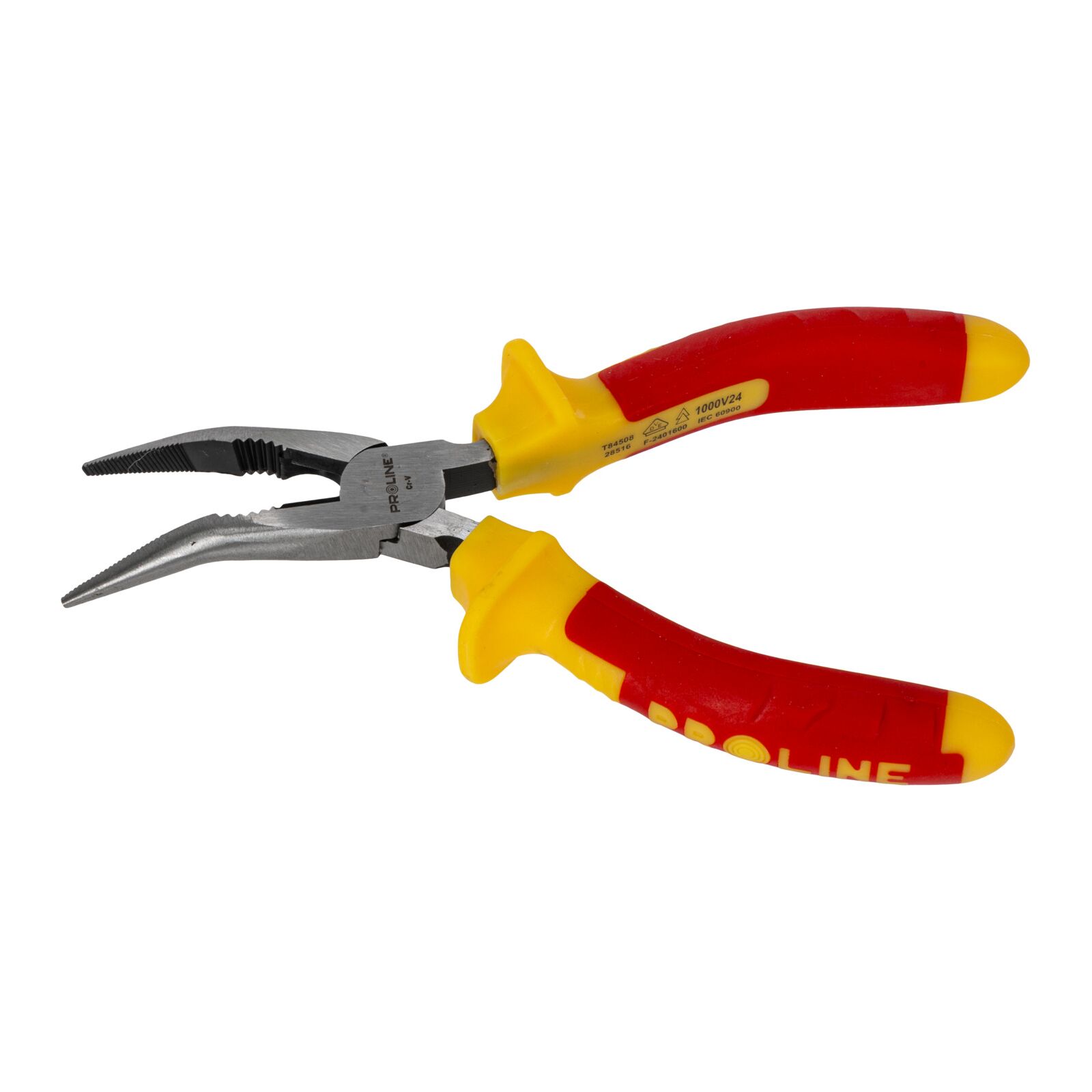 Bent Flat Nose Pliers 160 mm Rounded Jaw 1000V with Cutter, Proline