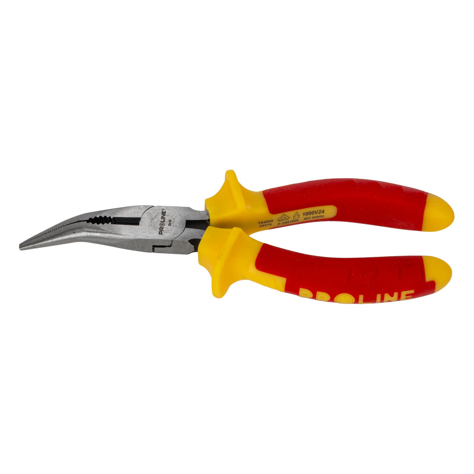 Bent Flat Nose Pliers 160 mm Rounded Jaw 1000V with Cutter, Proline