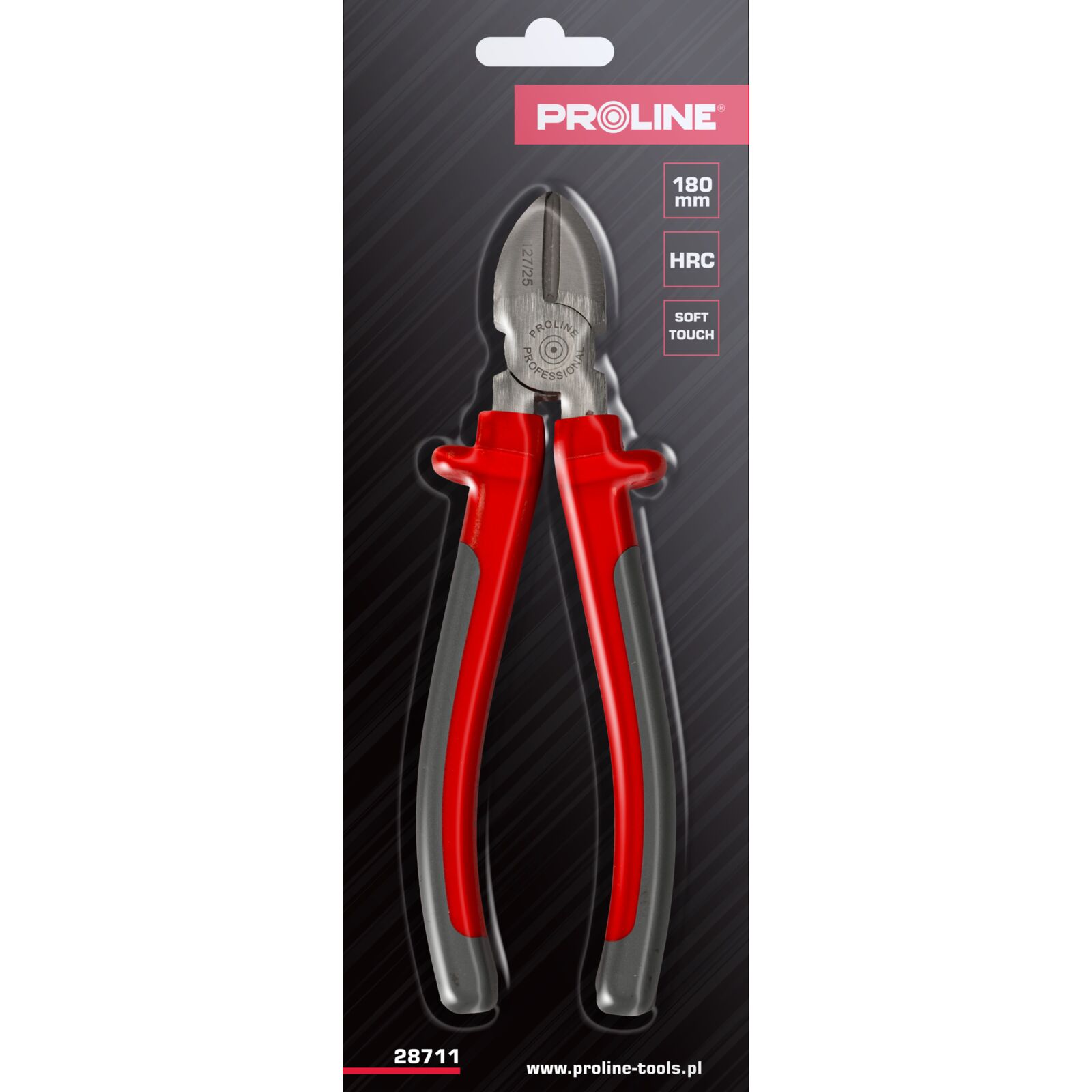 Diagonal Side Cutting Pliers 180 mm, Drop Forged, Hardened, Satin Finish, Heavy Duty, Grey Plastic and Dark Blue Rubber Grip, Proline