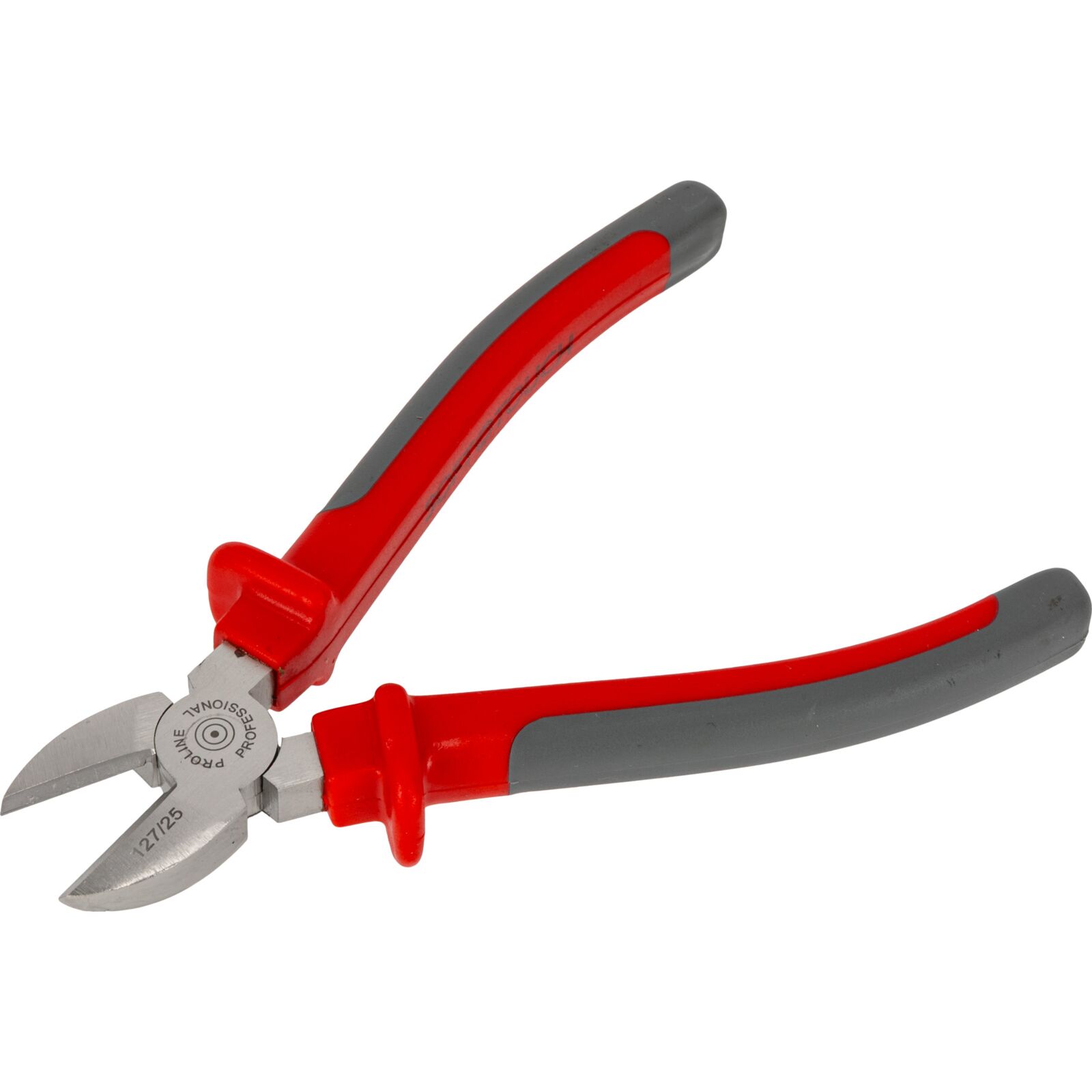 Diagonal Side Cutting Pliers 180 mm, Drop Forged, Hardened, Satin Finish, Heavy Duty, Grey Plastic and Dark Blue Rubber Grip, Proline