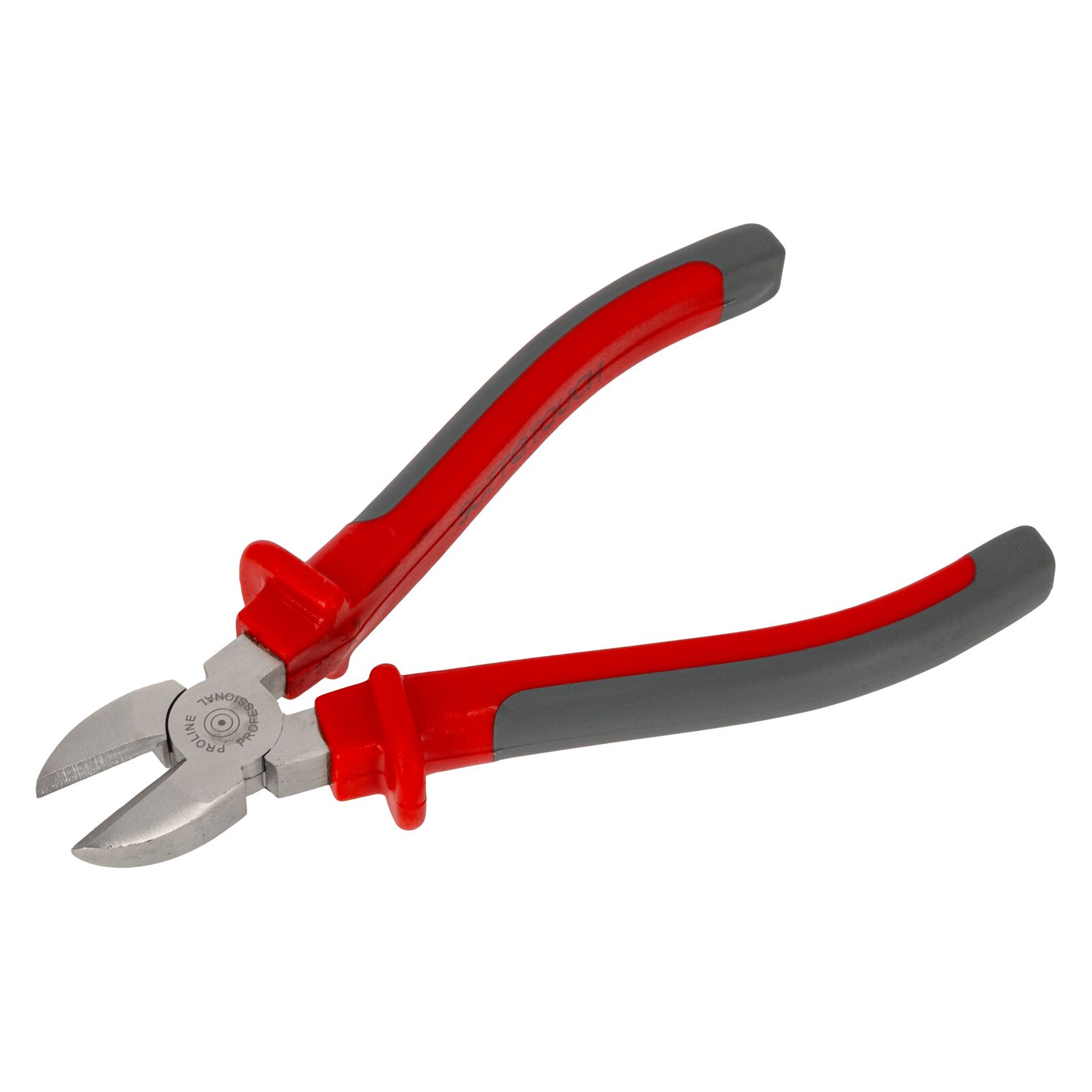 Diagonal Cutting Pliers 200 mm, Drop Forged, Hardened, Satin Finish, Heavy Duty, Plastic and Rubber Sleeves in Grey and Dark Blue, Proline
