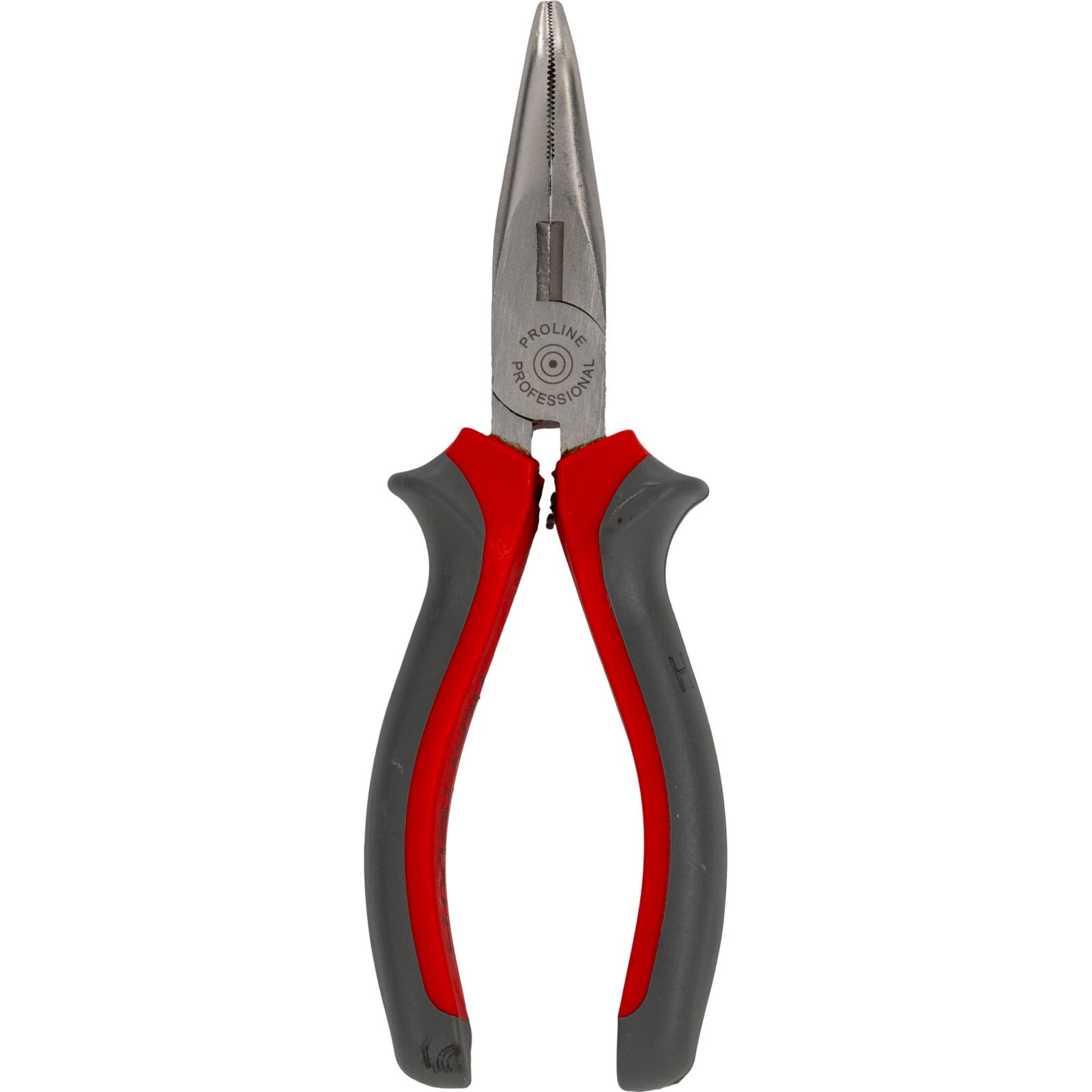 Flacktång 160 mm, böjd, Heavy Duty, rund käft, räfflad, med avbitare, Proline
