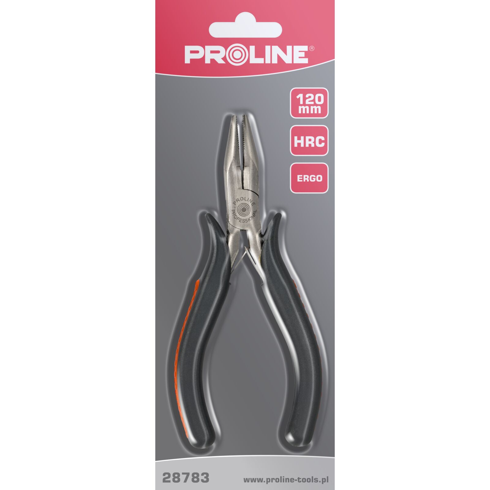 Combination Pliers 120 mm with Side Cutter and Spring, Rounded Jaw, Textured, Drop Forged, Hardened, Satin Finish, Red Plastic with Black Anti-Slip Grip, Proline