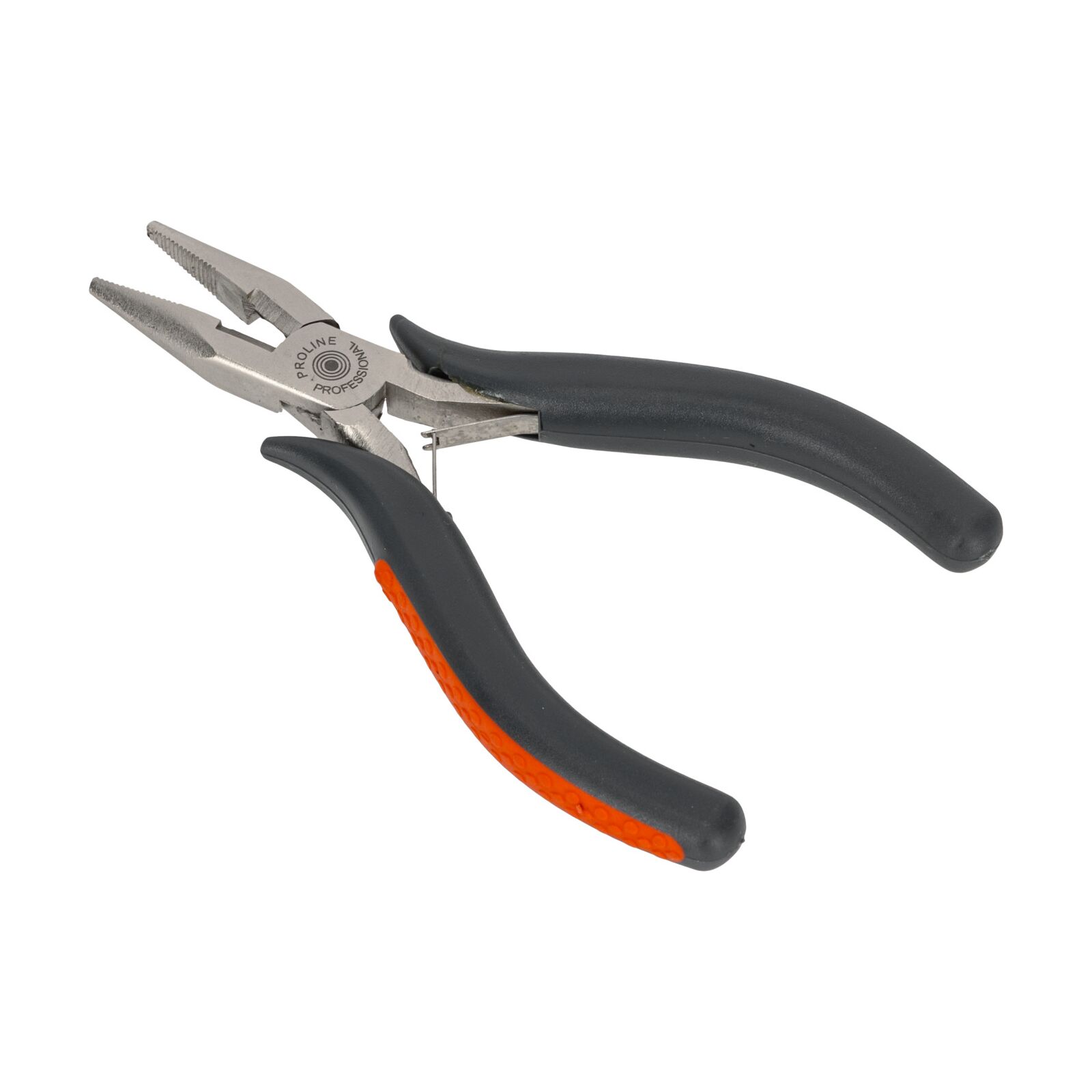 Combination Pliers 120 mm with Side Cutter and Spring, Rounded Jaw, Textured, Drop Forged, Hardened, Satin Finish, Red Plastic with Black Anti-Slip Grip, Proline