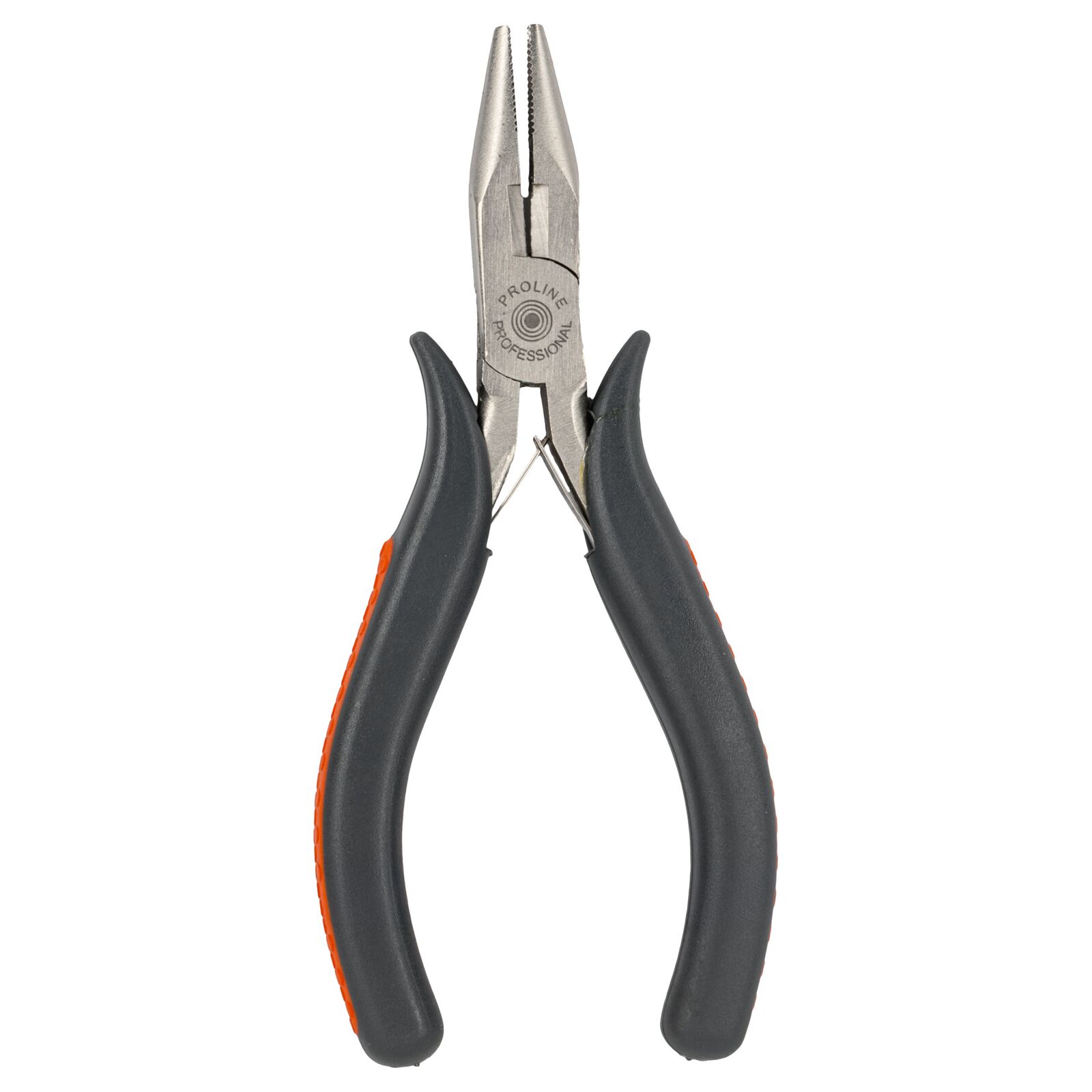 Combination Pliers 120 mm with Side Cutter and Spring, Rounded Jaw, Textured, Drop Forged, Hardened, Satin Finish, Red Plastic with Black Anti-Slip Grip, Proline