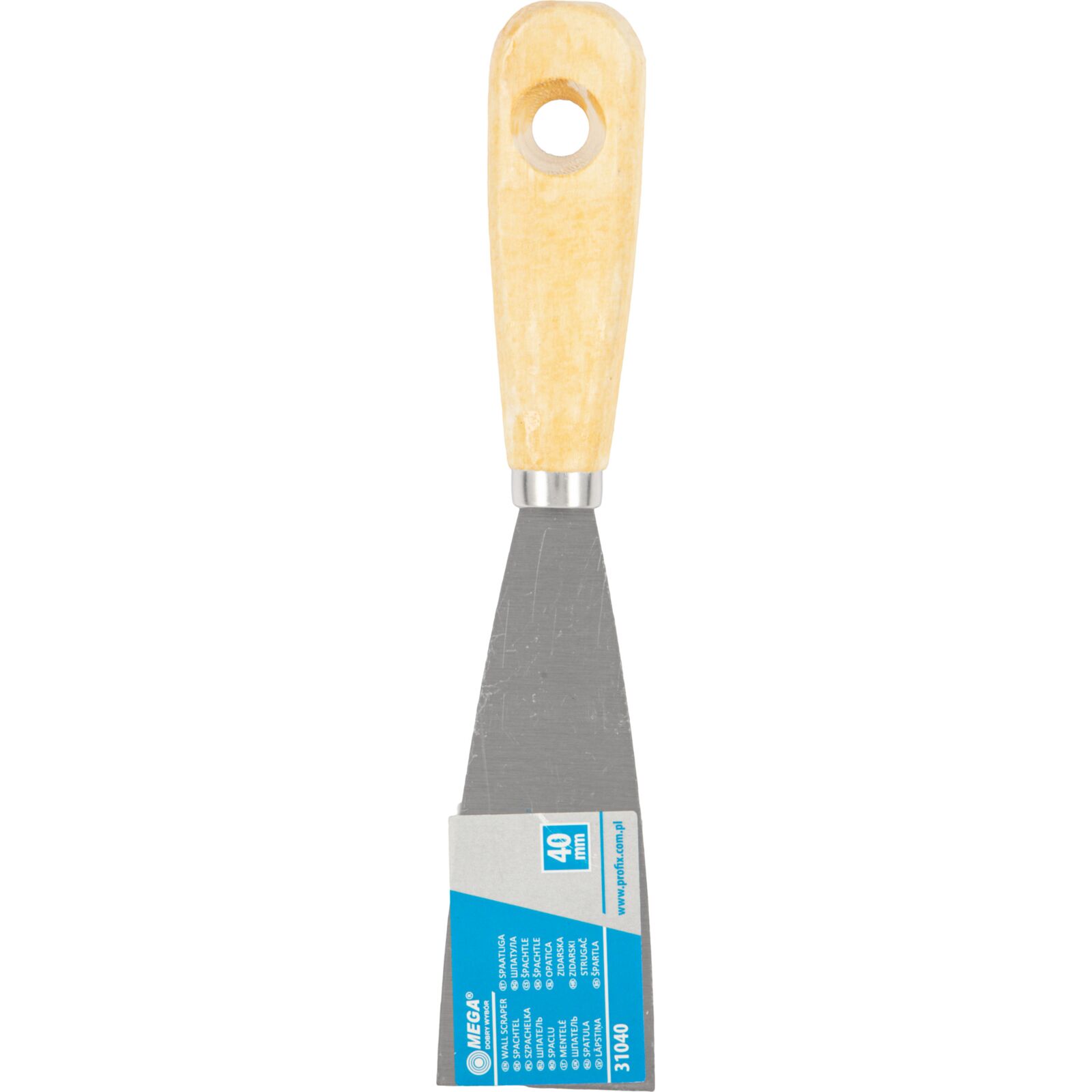 Scraper 40 mm, Hanging Whole in Light Wooden Lacquered Handle