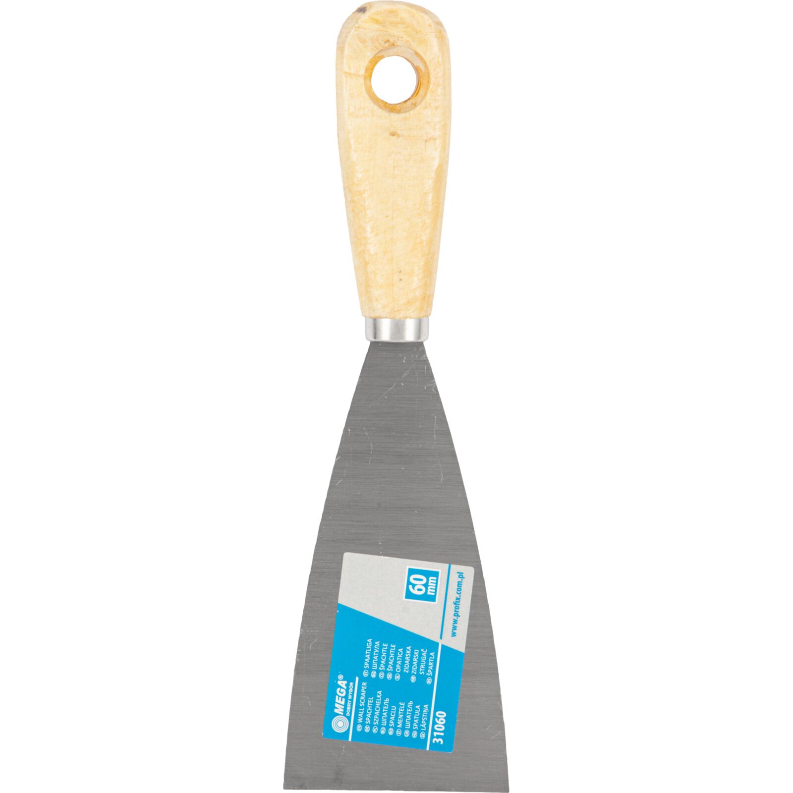 Scraper 60 mm, Hanging Whole in Light Wooden Handle Lacquered