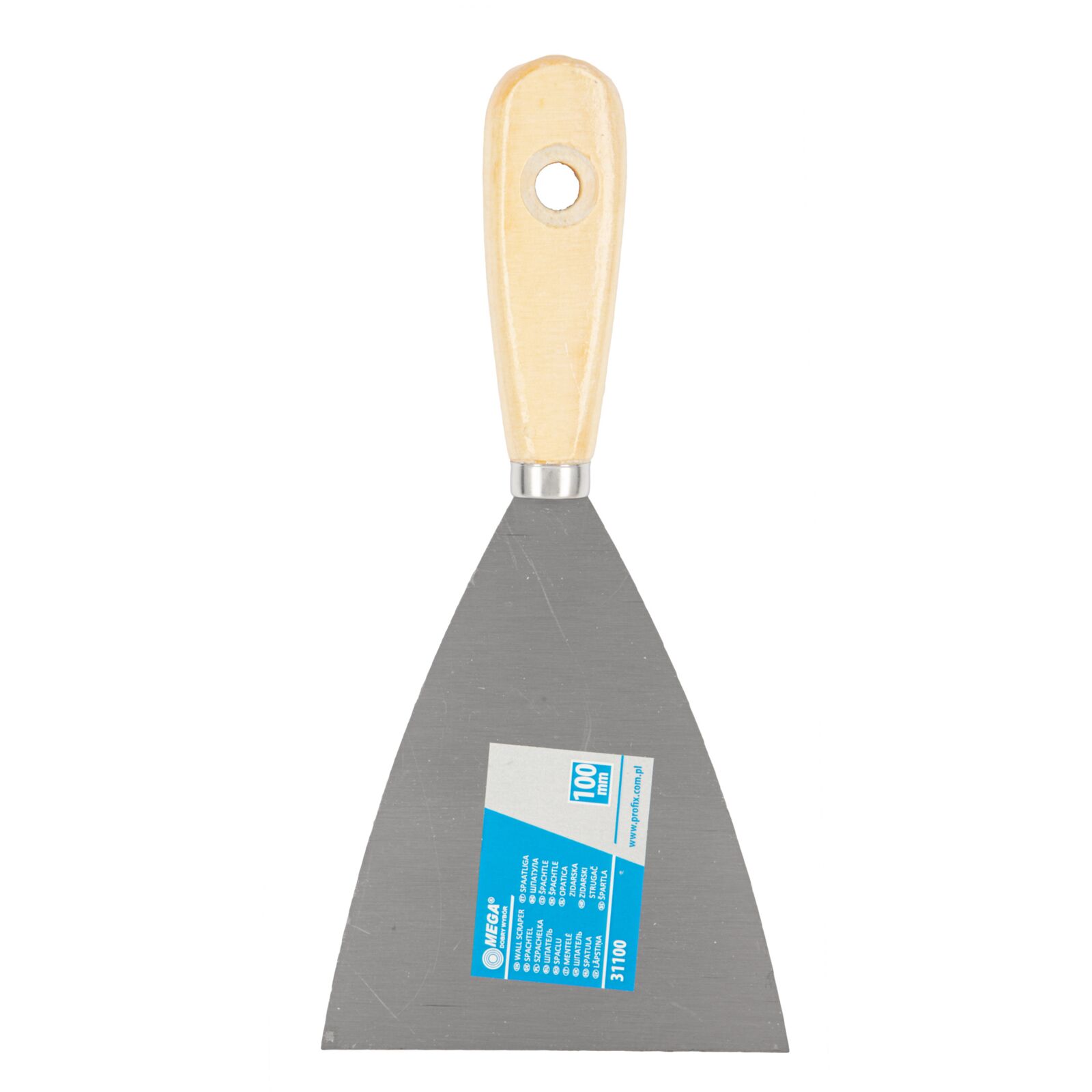 Scraper 100 mm, Hanging Whole in Light Wooden Lacquered Handle